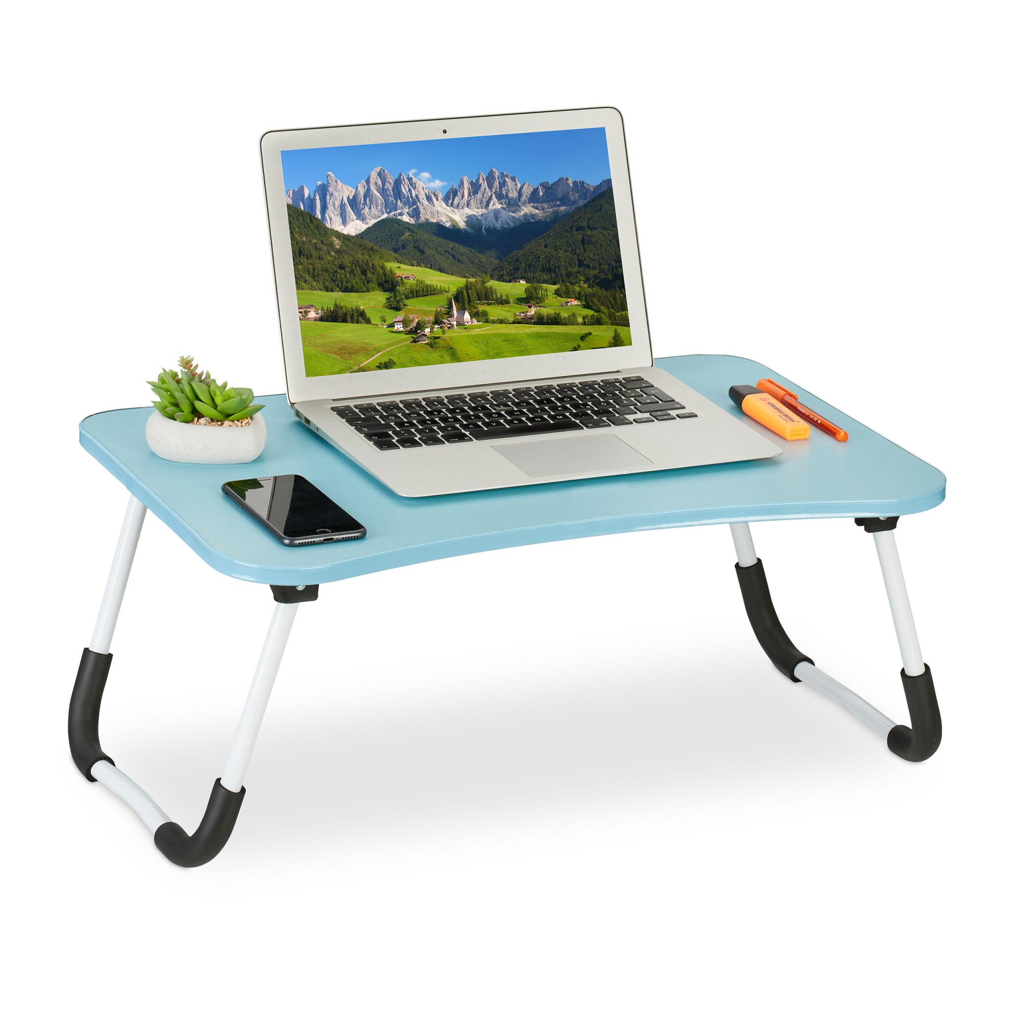 Hellblauer Laptoptisch Weiss-Hellblau-Schwarz