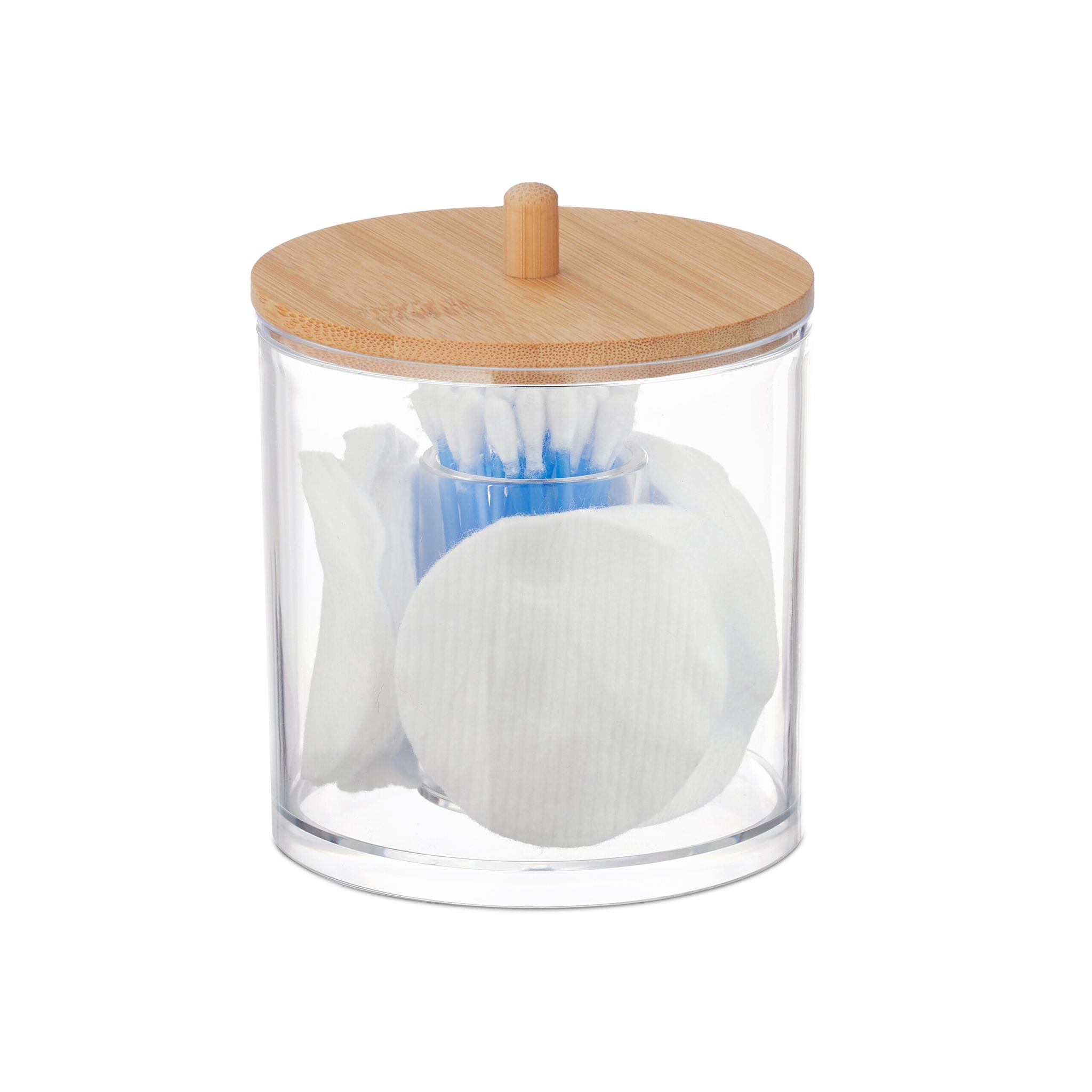 Wattepads- und Wattestäbchen-Behälter Hellbraun-Transparent