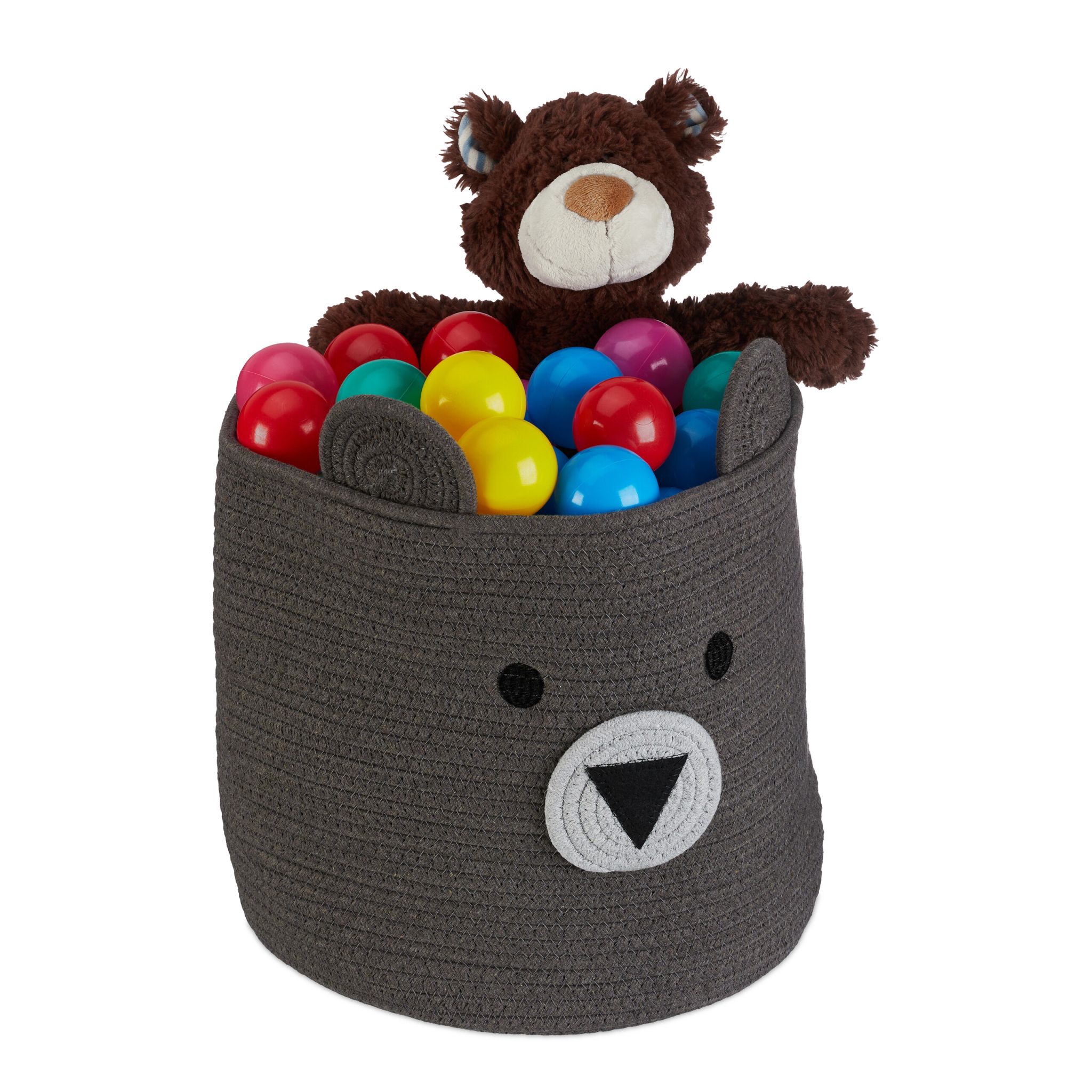Kinder Aufbewahrungskorb Weiss-Schwarz-Grau