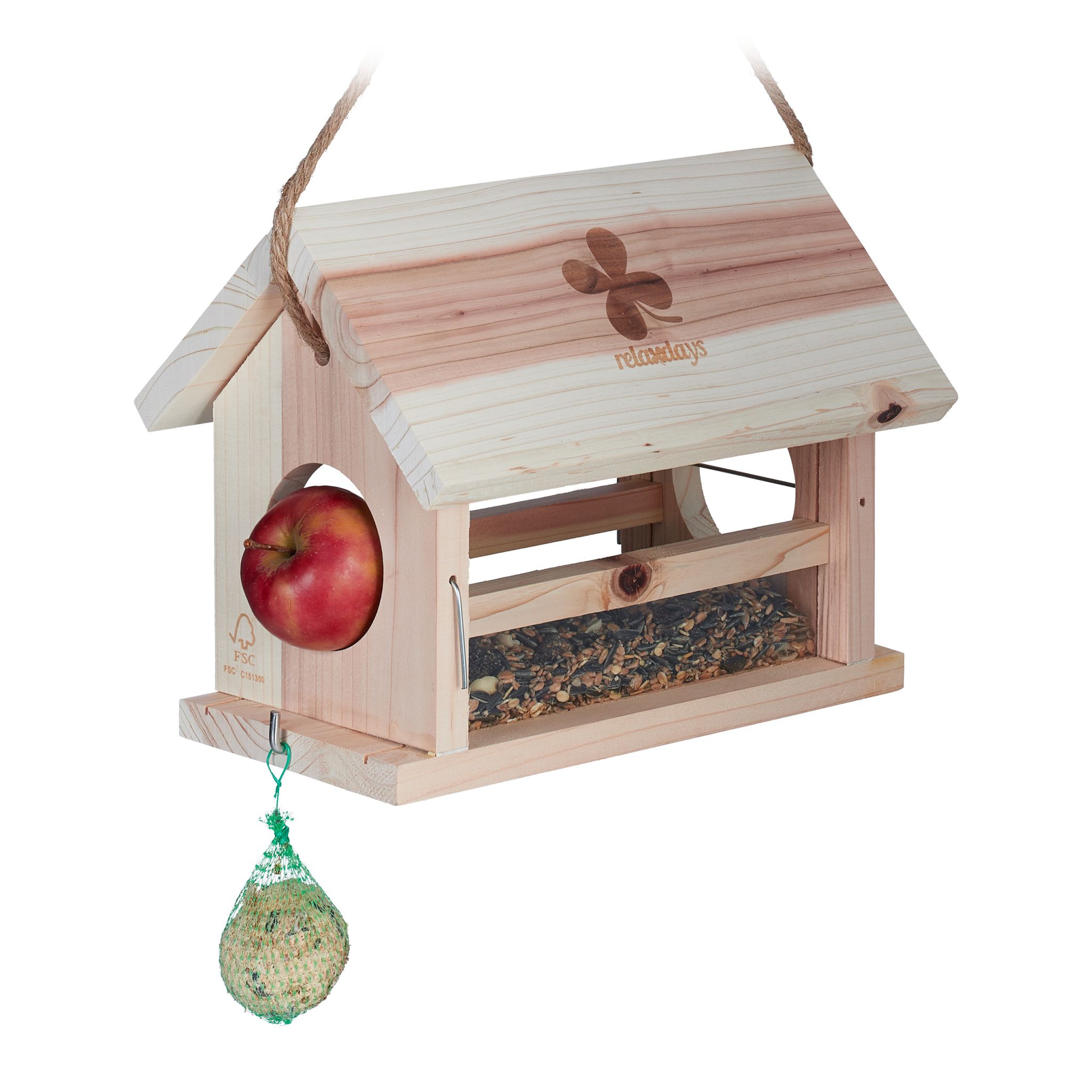 Vogelfutterhaus Naturholz Hellbraun