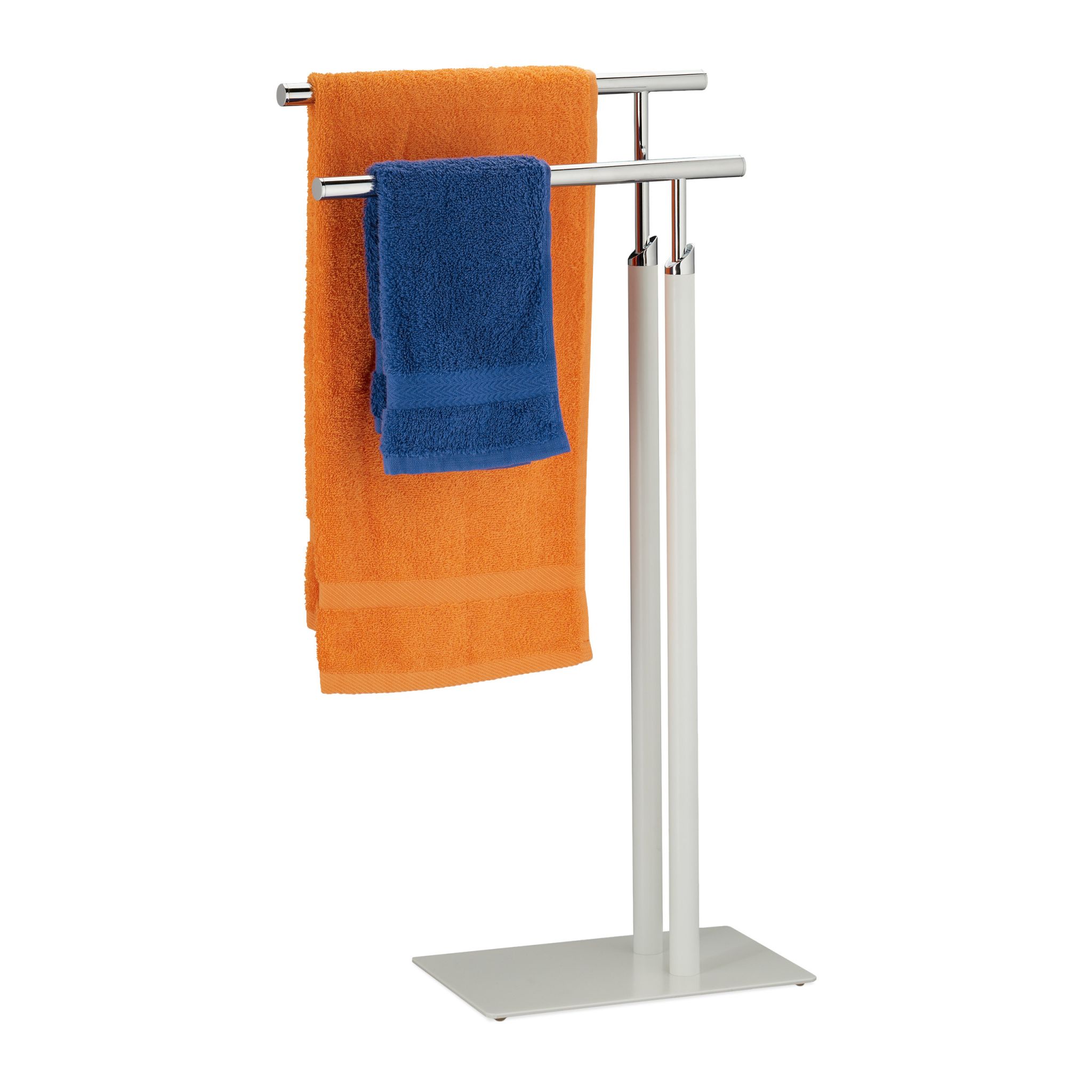 Stehender Handtuchhalter Weiss-Silber Weiss-Silber