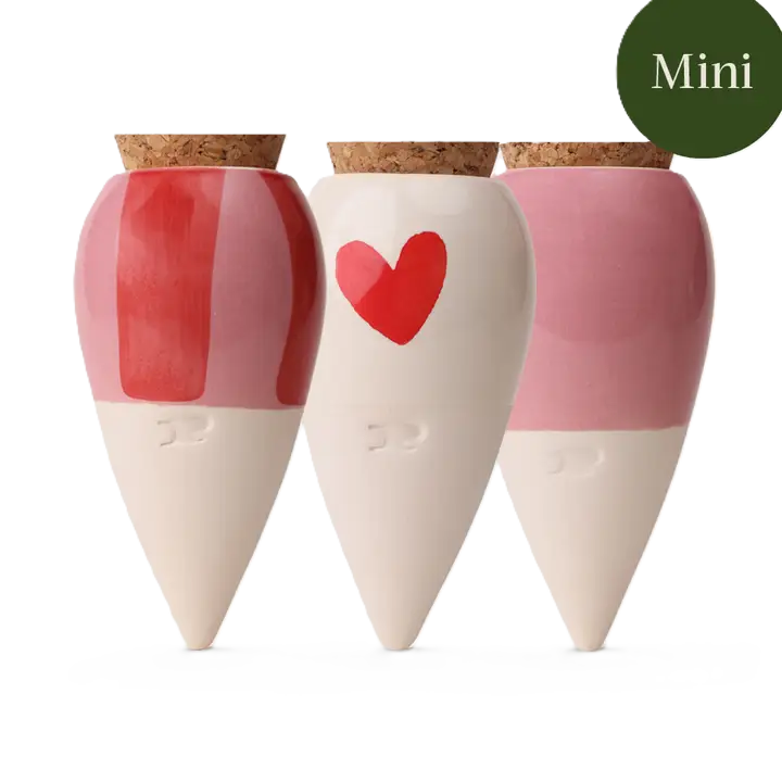 Bewässerungskegel Mini Ollas Rosa Herzen 3er Set