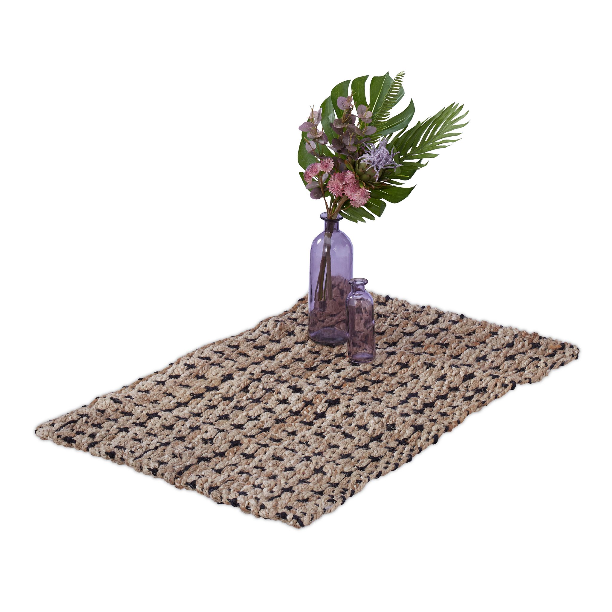 Jute Teppich 60x90cm Beige-Schwarz