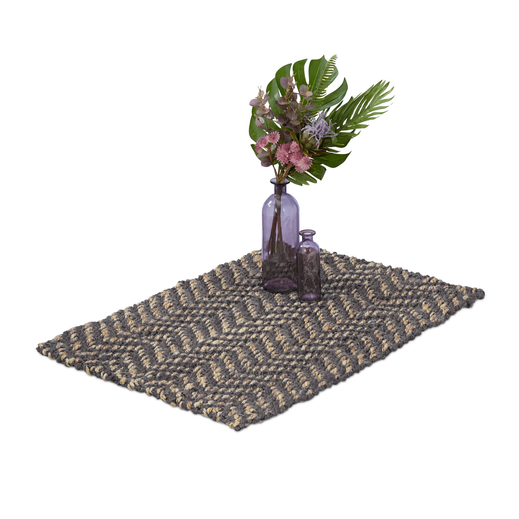 Jute Teppich 60x90cm Anthrazit-Beige