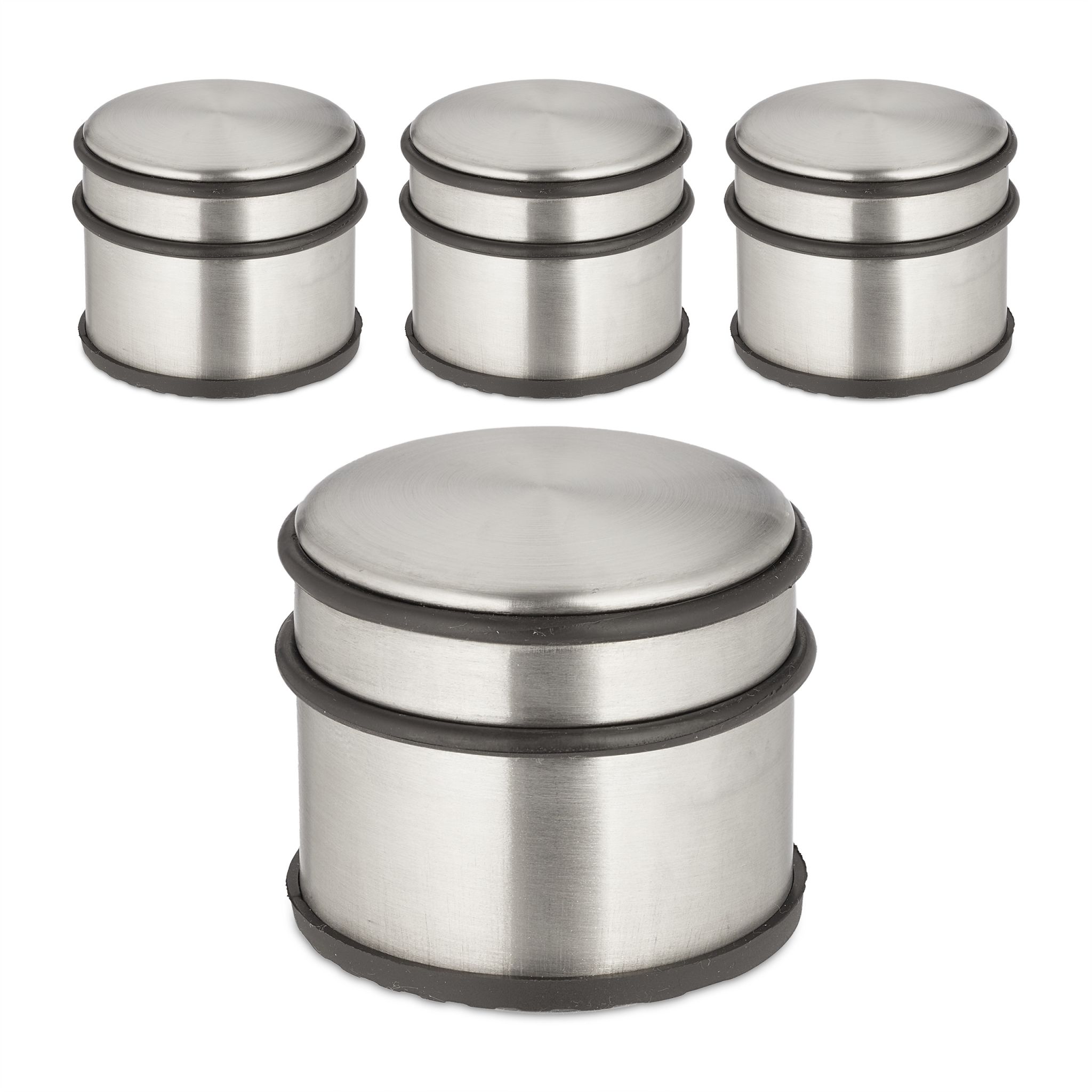Edelstahl Türstopper 4er-Set Schwarz-Silber