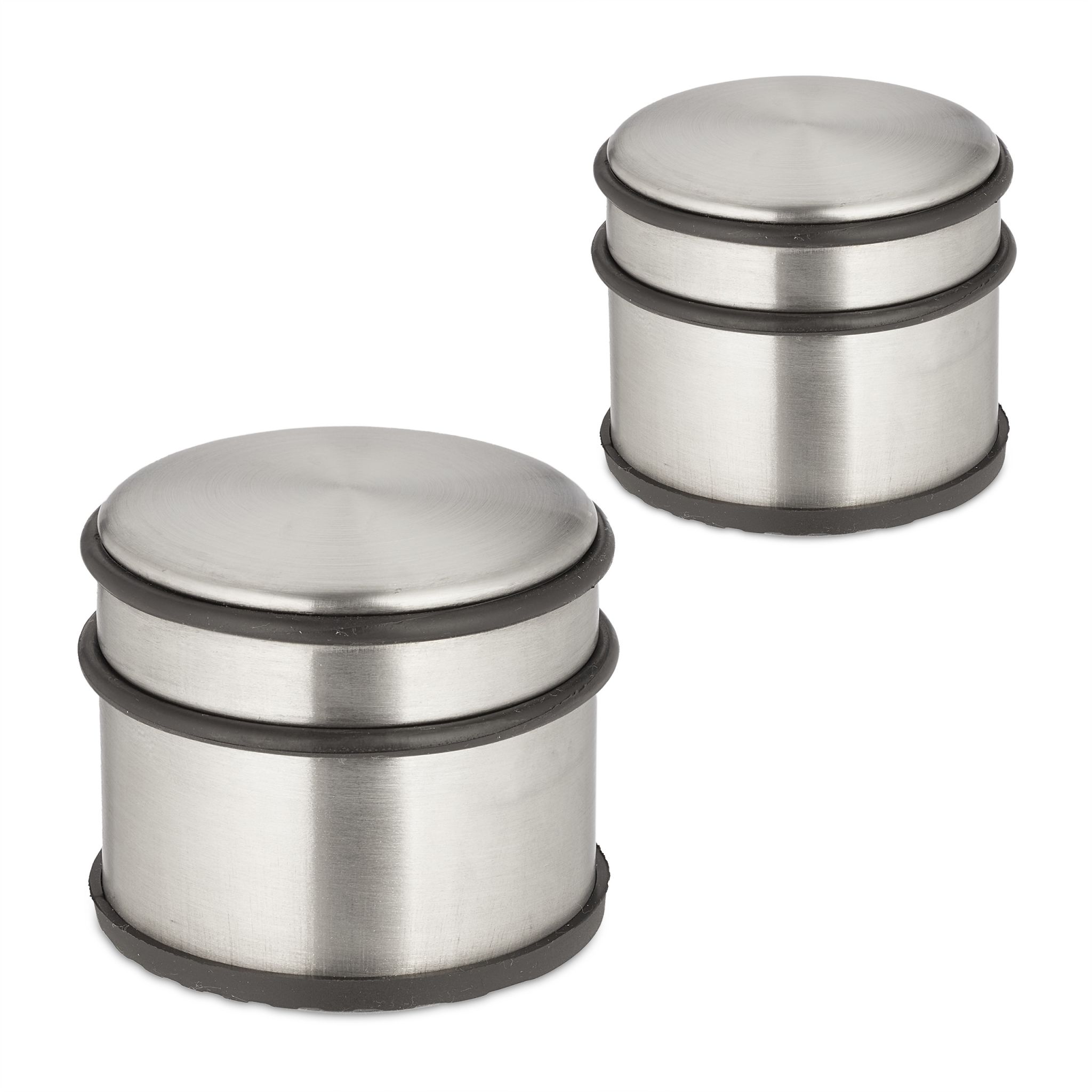 Edelstahl Türstopper 2er-Set Schwarz-Silber