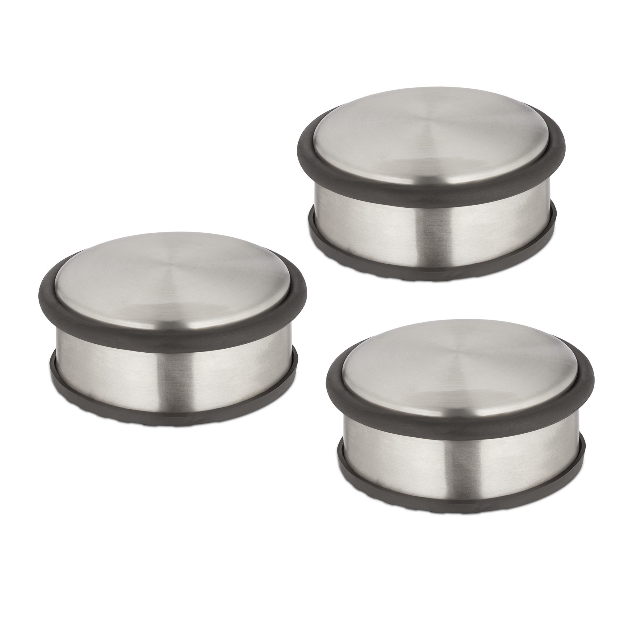 Edelstahl Türstopper 3er-Set Schwarz-Silber