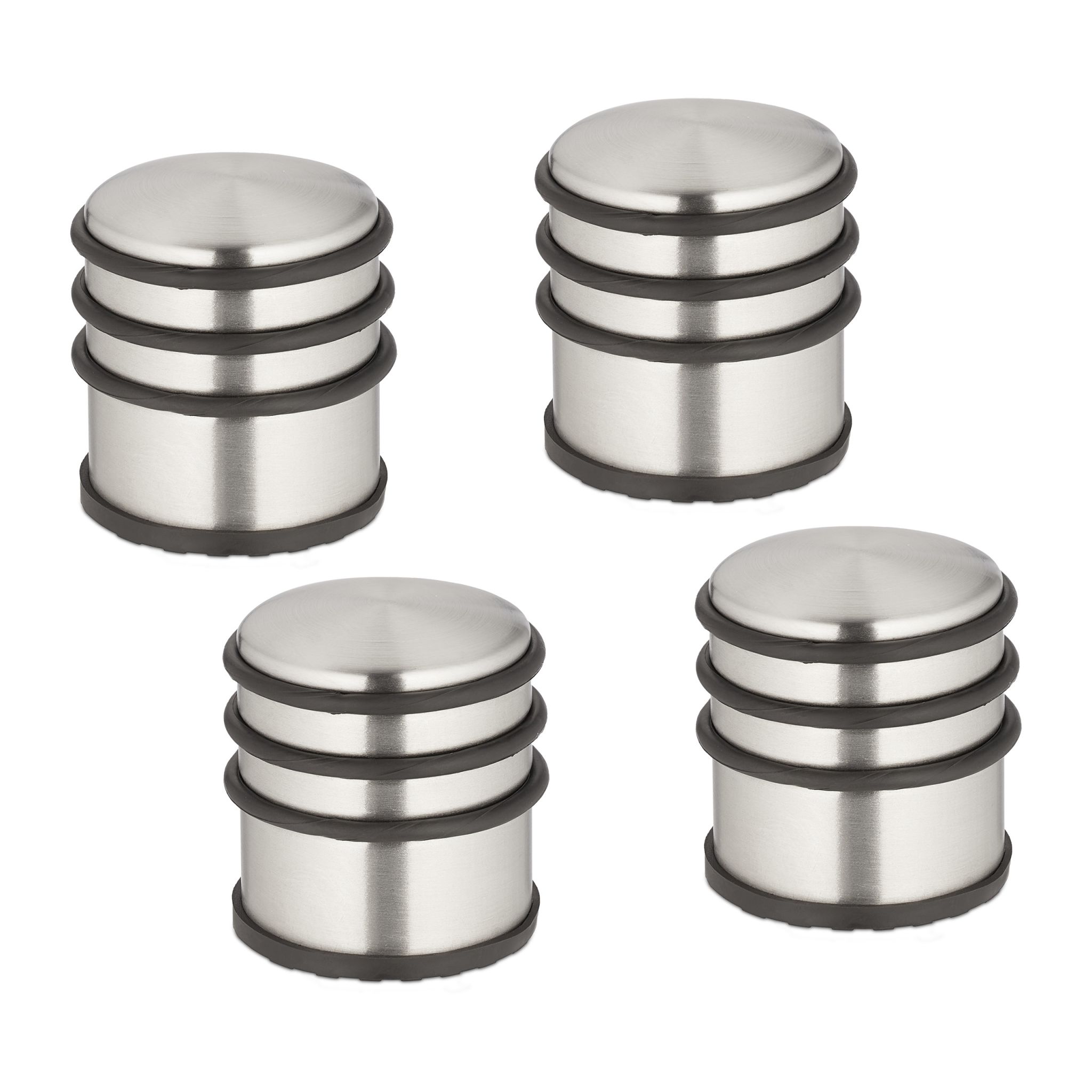 Edelstahl Türstopper 4er-Set Schwarz-Silber