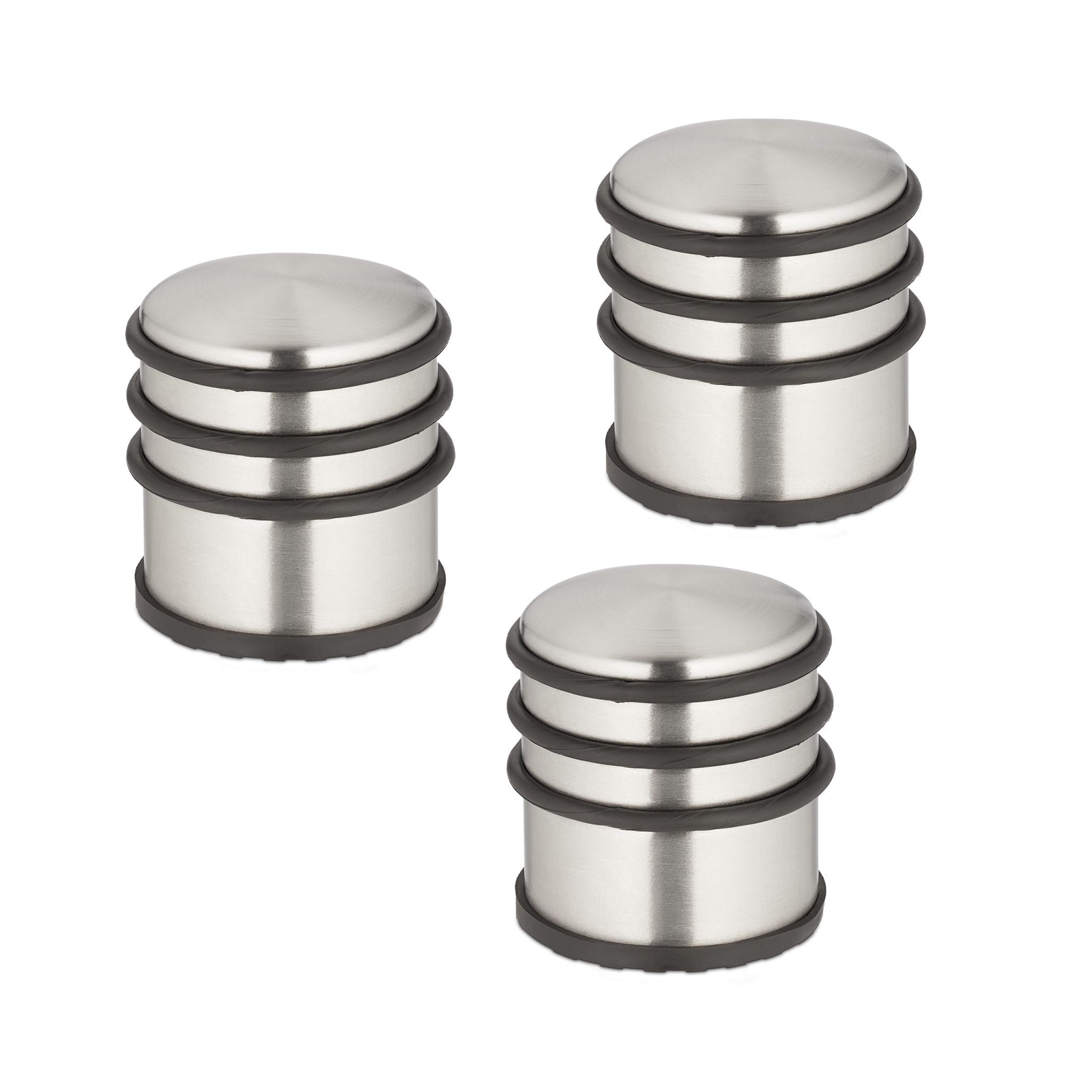 Edelstahl Türstopper 3er-Set Schwarz-Silber