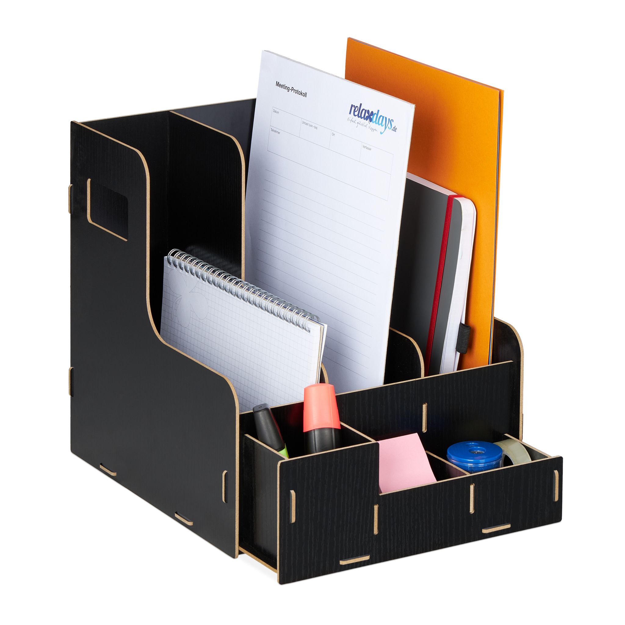 Stehsammler 3 Fächer & Utensilienbox Schwarz