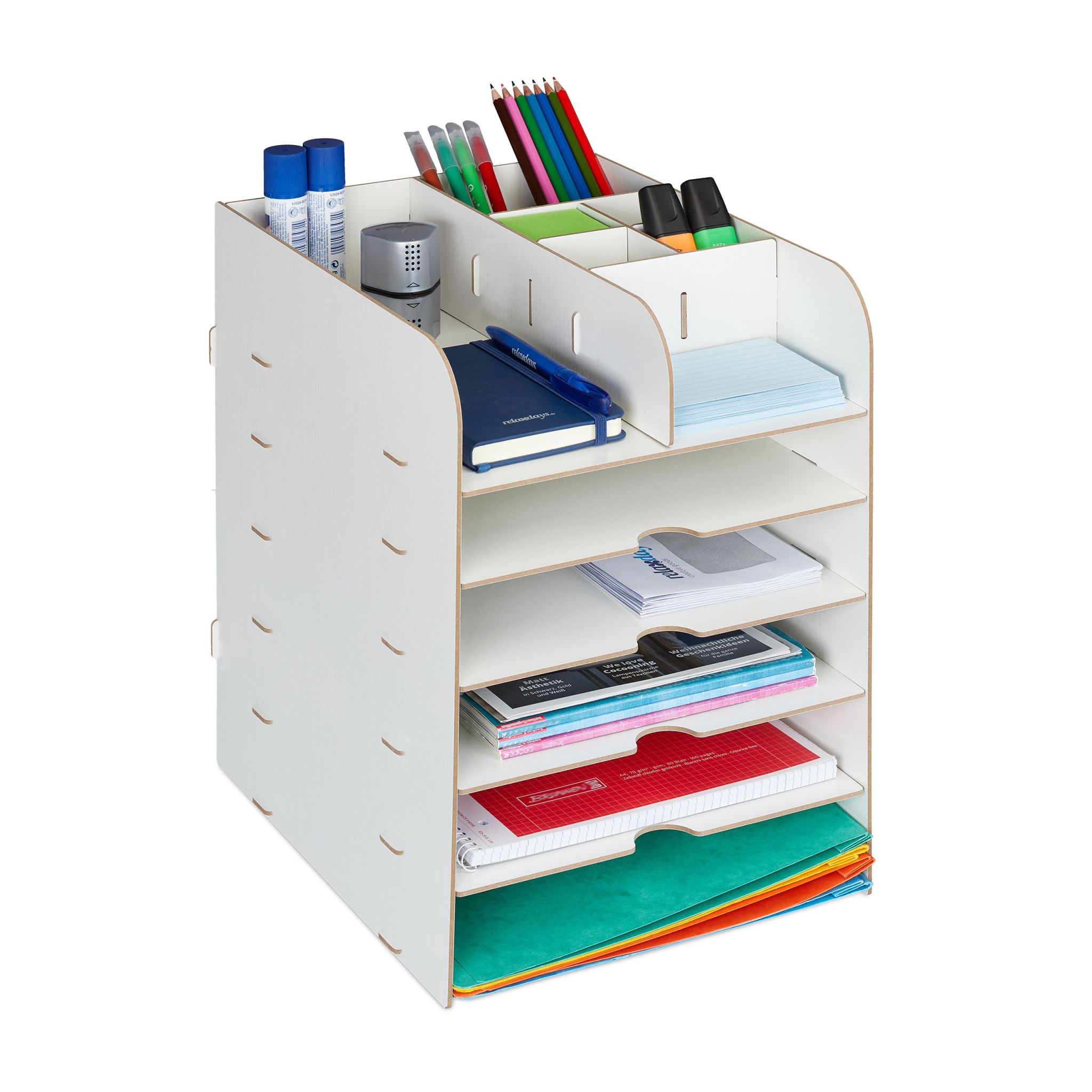 Schreibtisch Organizer mit Ablagefächern Weiss