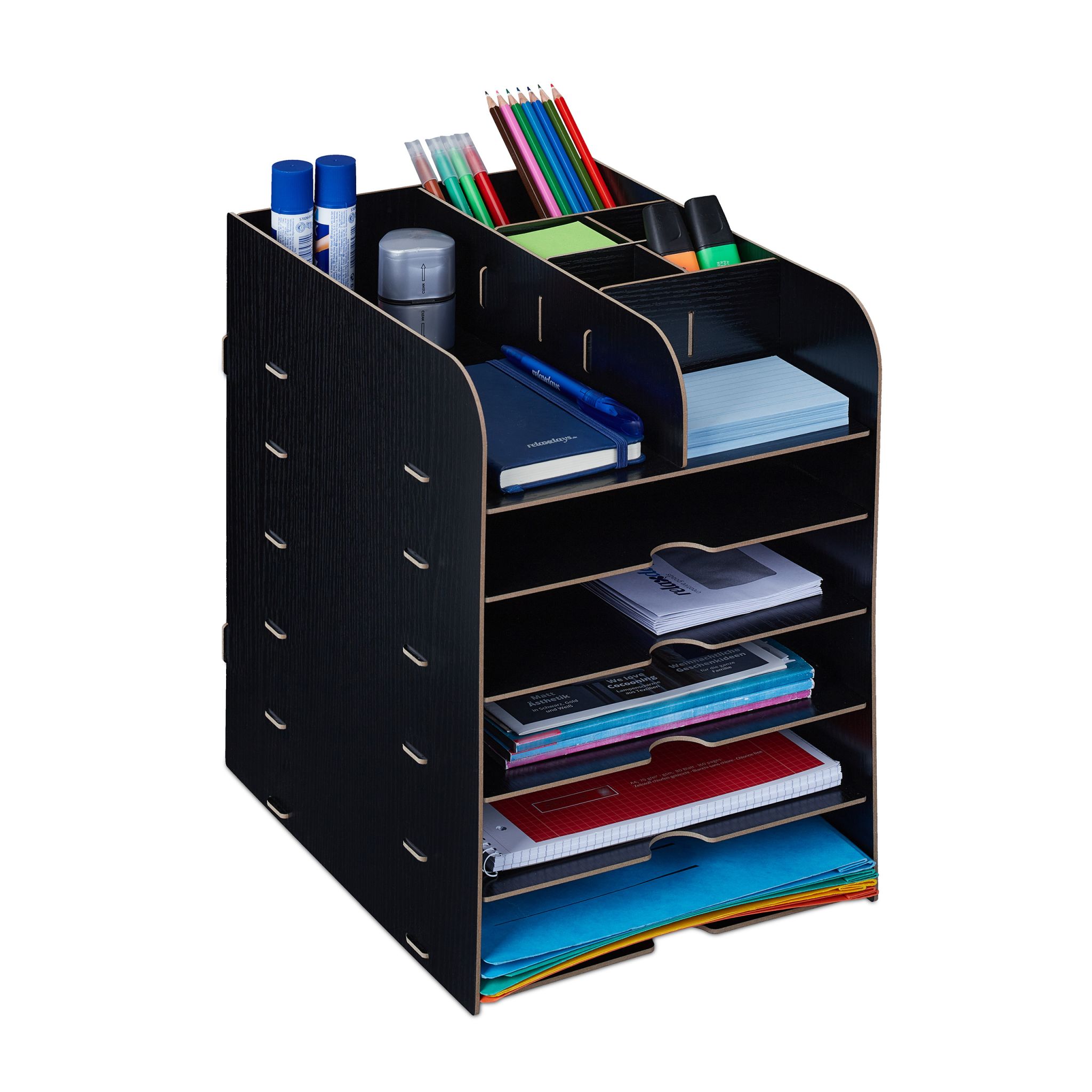 Schreibtisch Organizer mit Ablagefächern Schwarz
