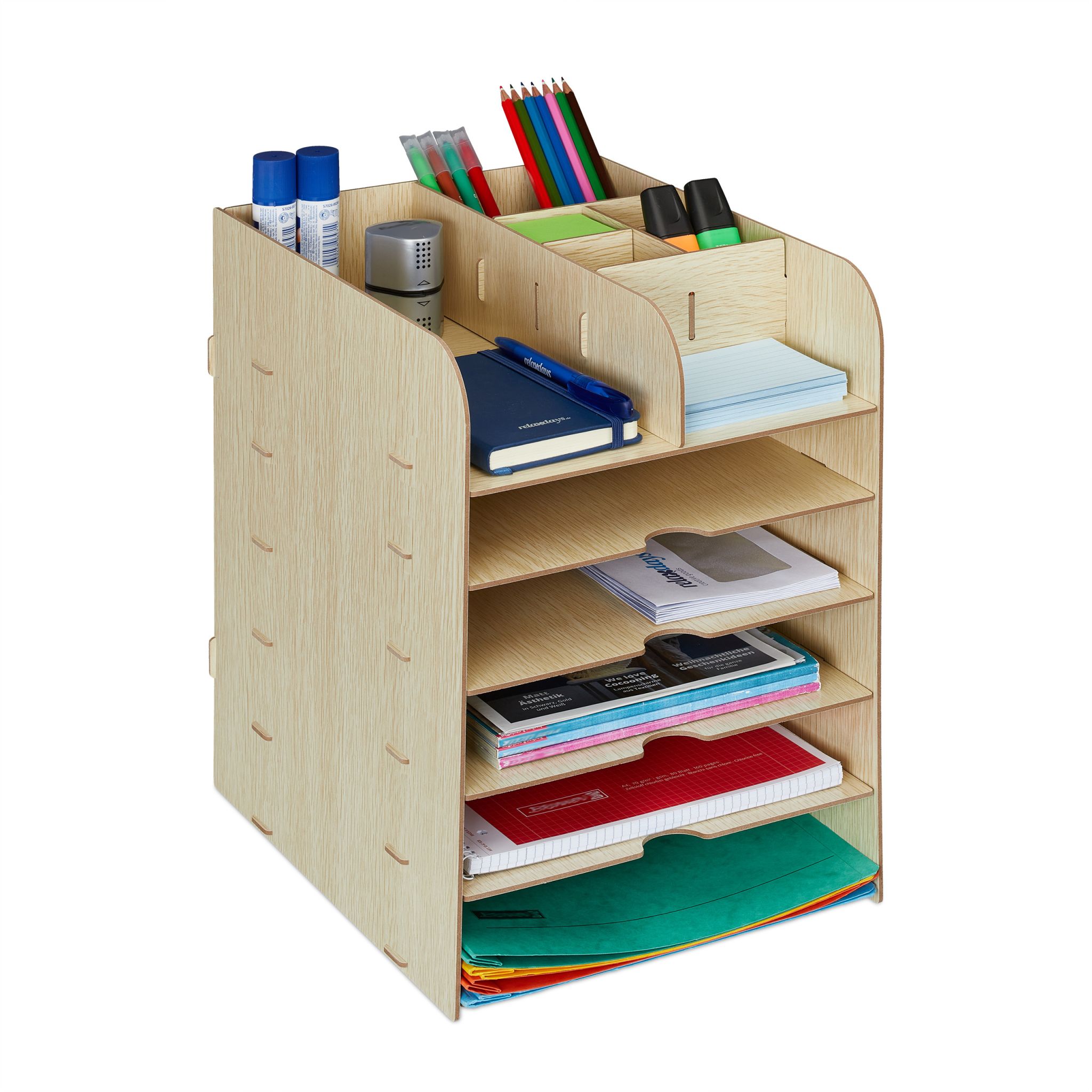 Schreibtisch Organizer mit Ablagefächern Hellbraun
