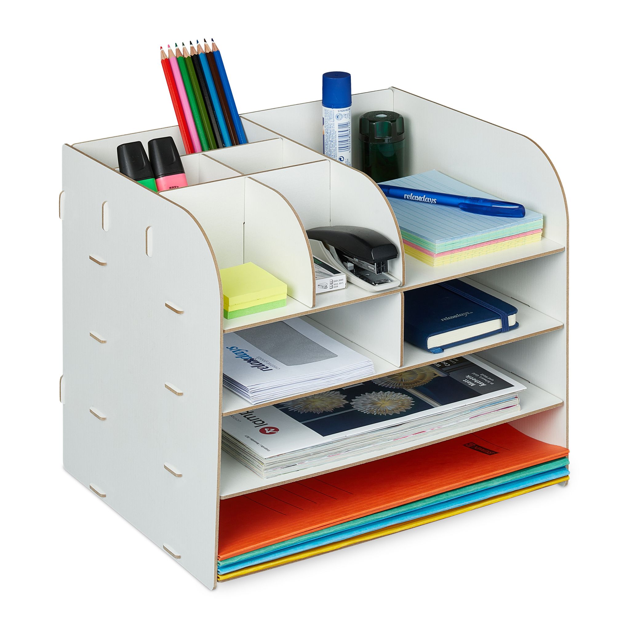 Schreibtisch Organizer mit Ablagefächern Weiss