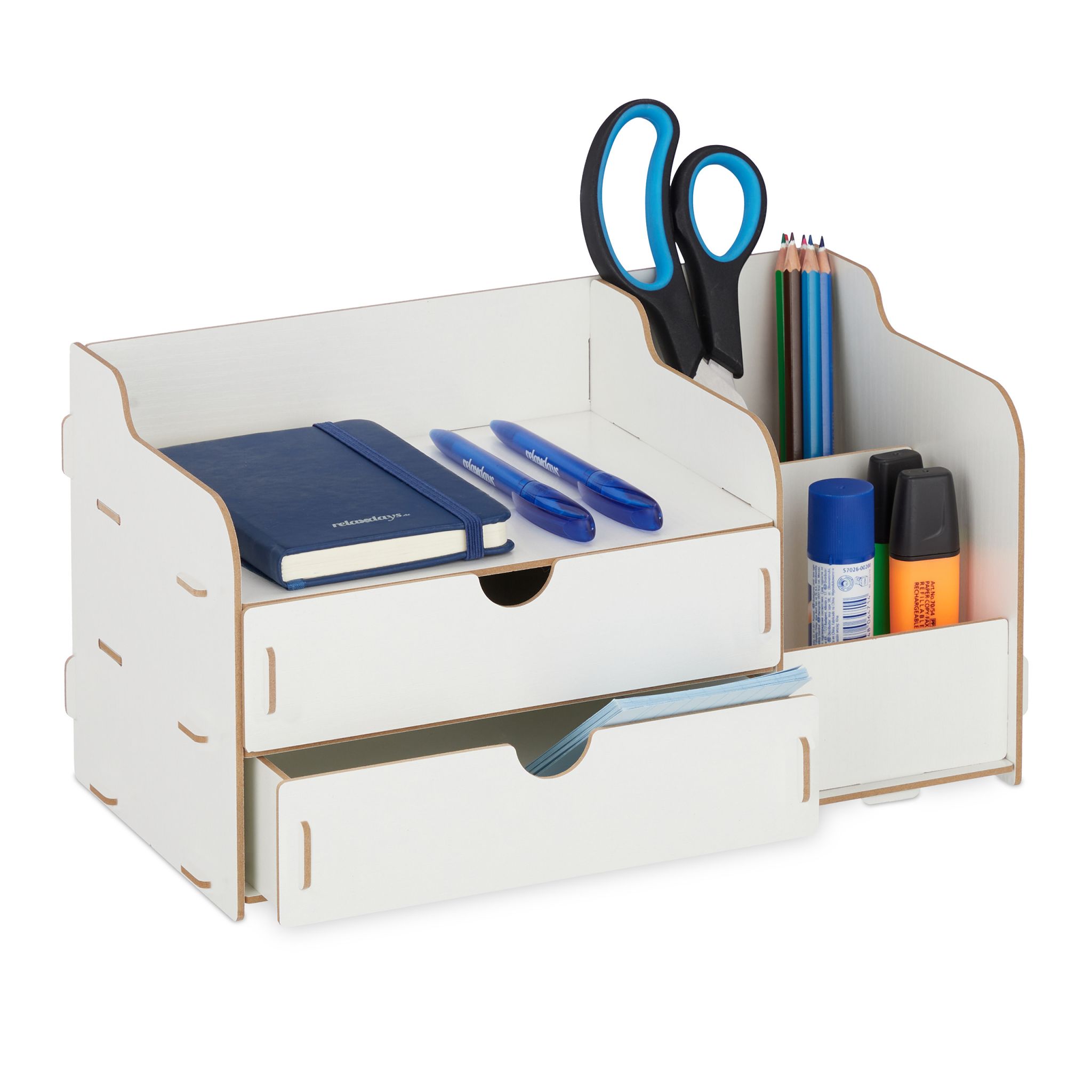 Schreibtisch Organizer mit Schubladen Weiss