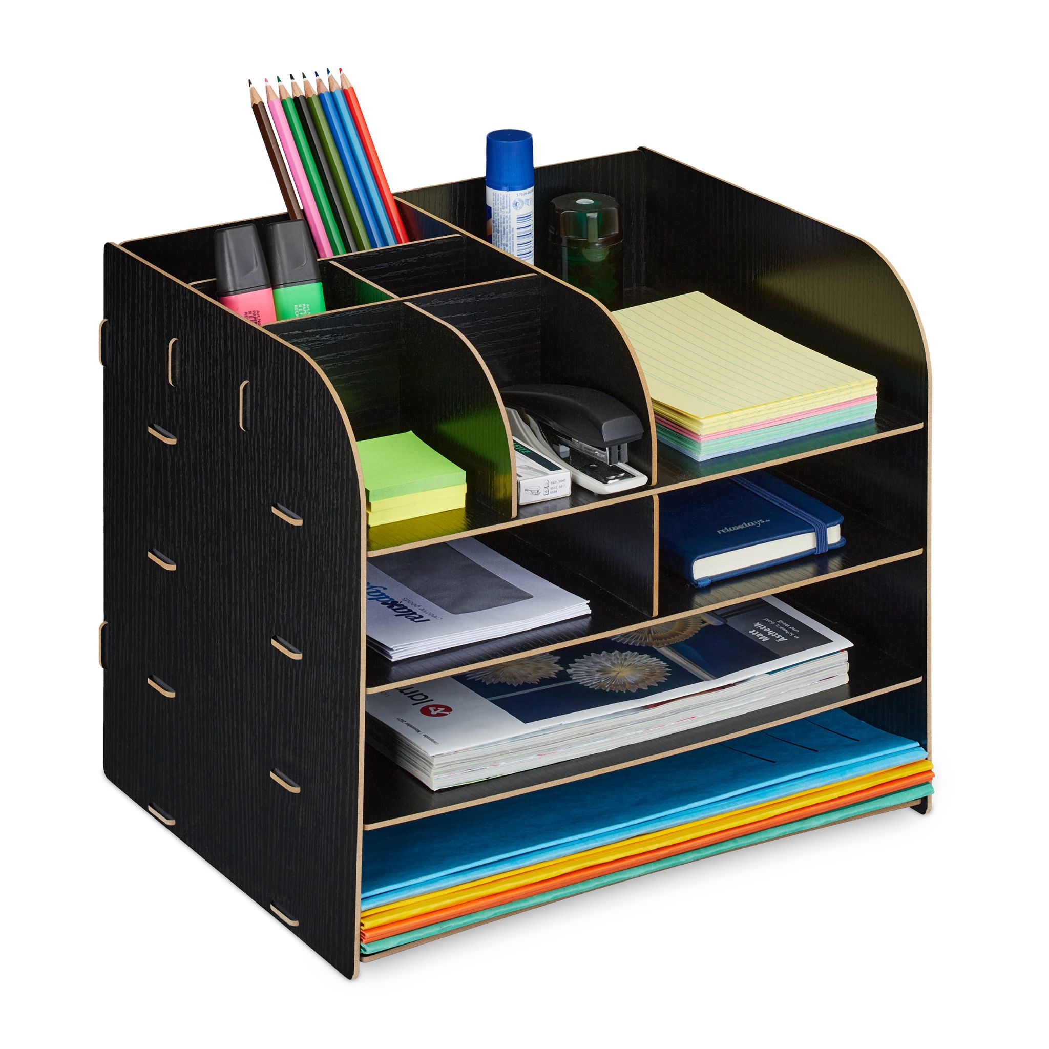 Schreibtisch Organizer mit Ablagefächern Schwarz