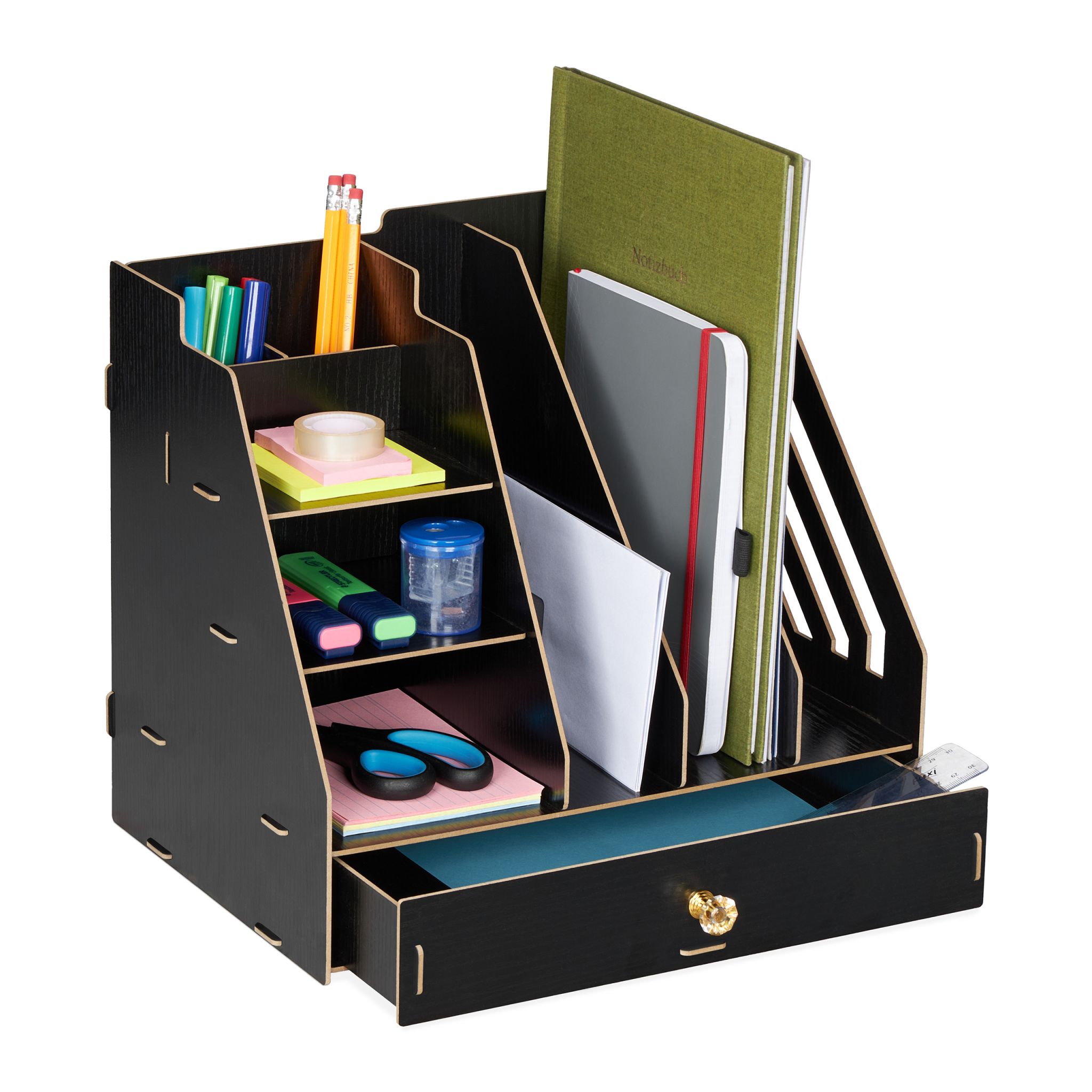 Schreibtisch-Organizer mit Stehsammler Schwarz