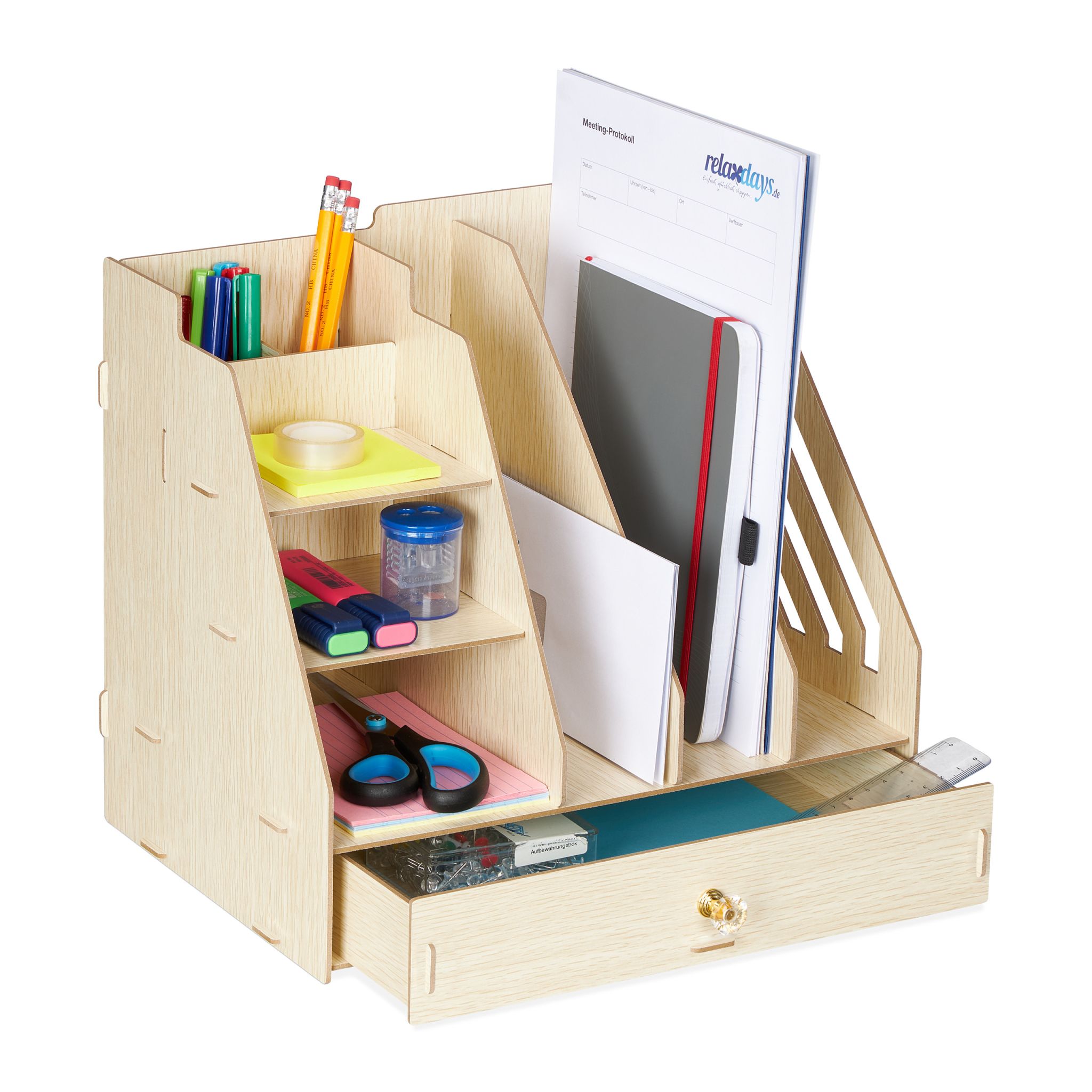 Schreibtisch-Organizer mit Stehsammler Hellbraun