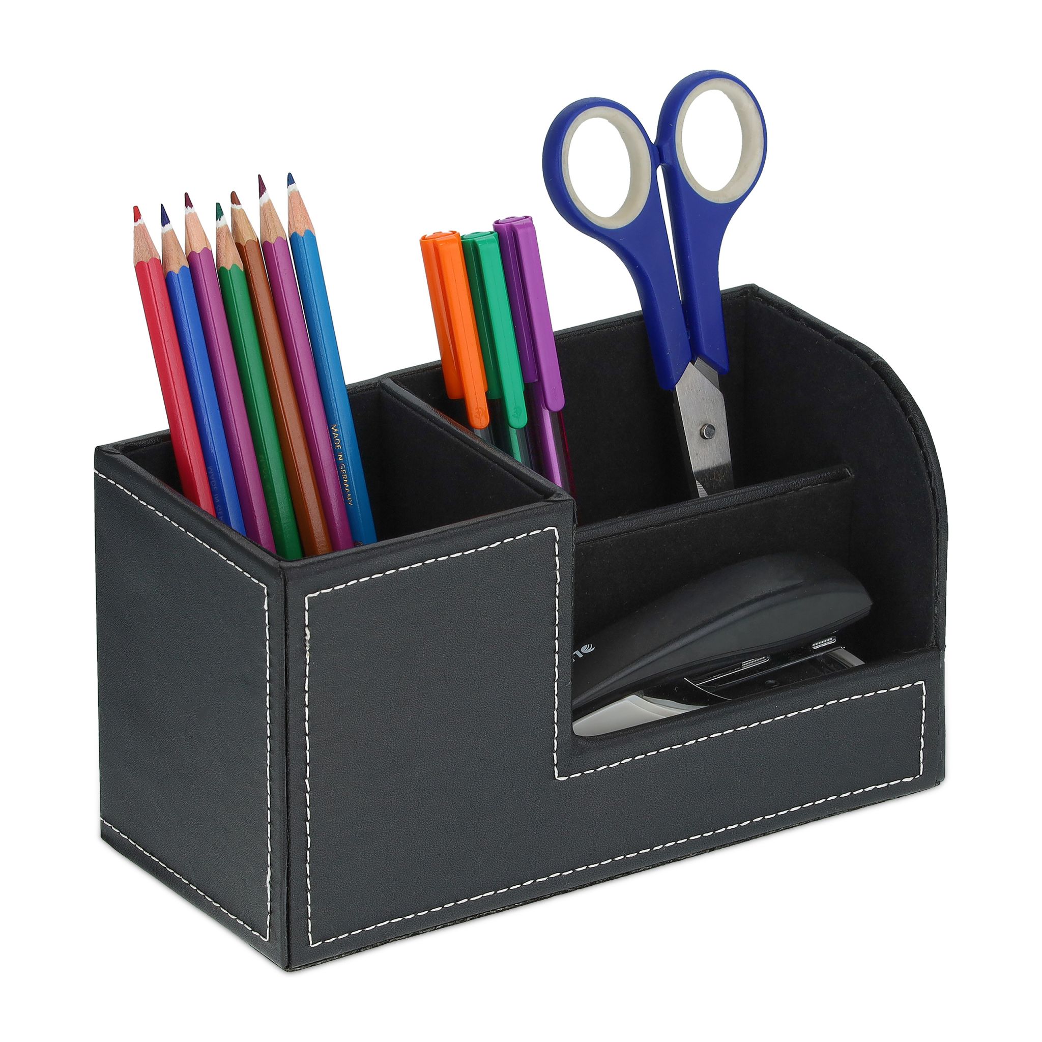 Schreibtisch Organizer Kunstleder Weiss-Schwarz