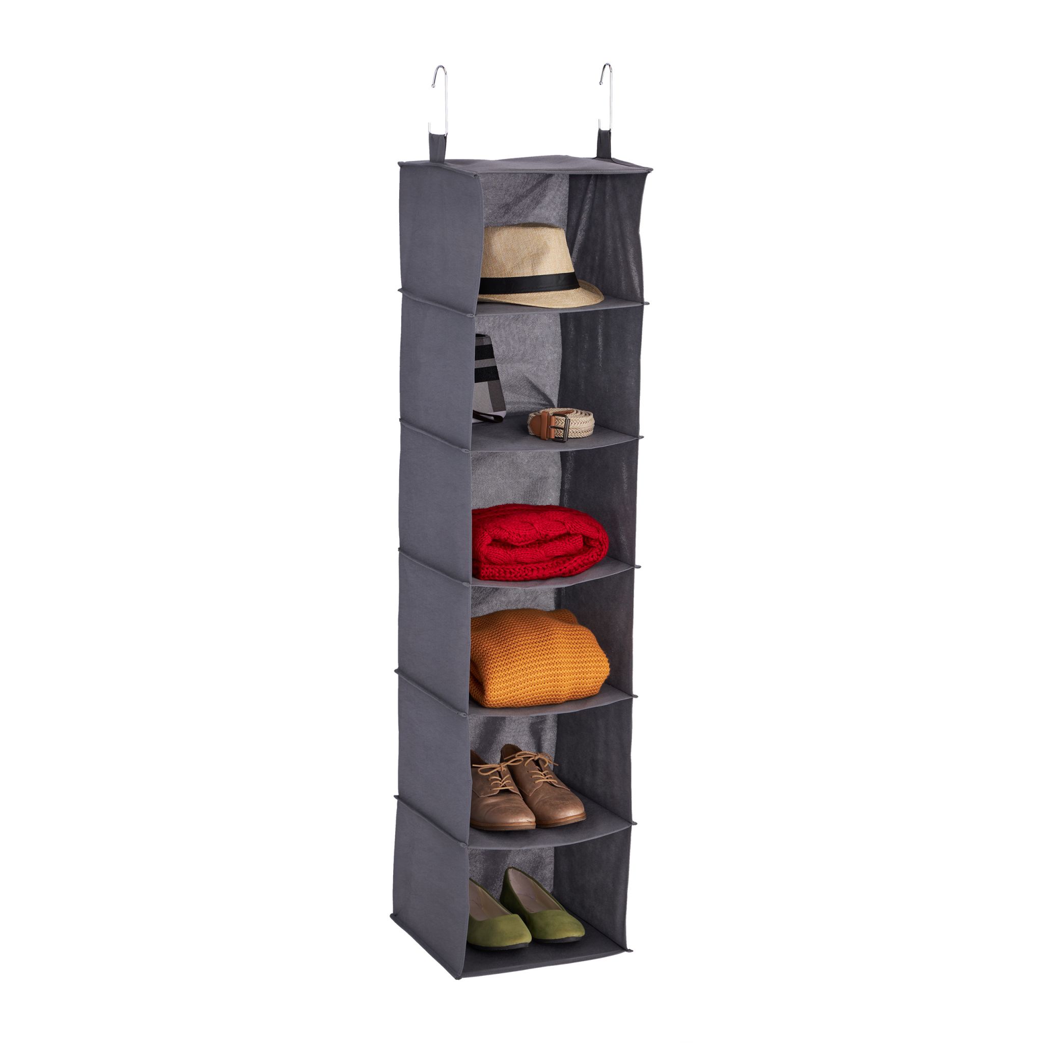 Hängeregal Kleiderschrank 6 Fächer Grau