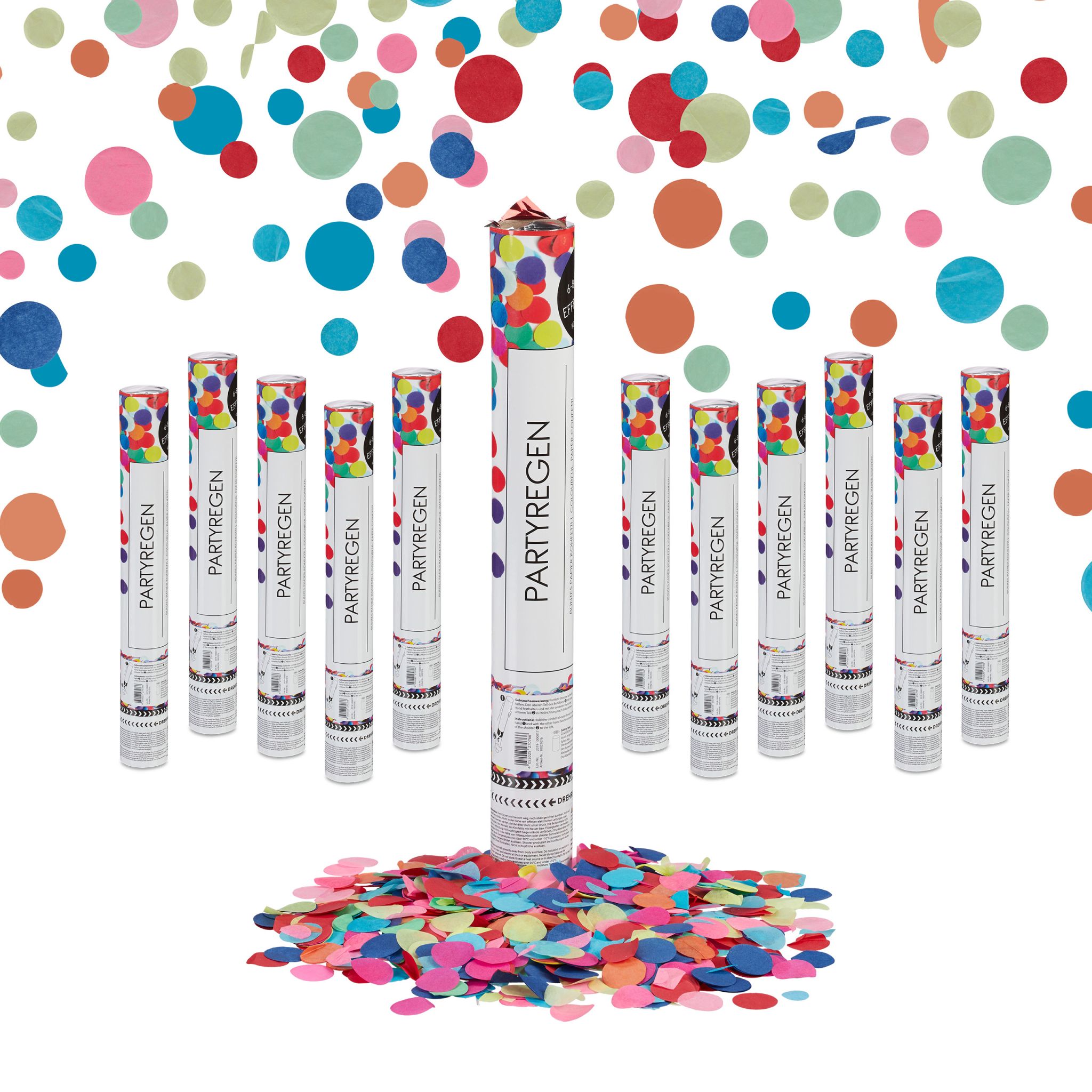 Party Popper 12er-Set Blau-Pink-Rot