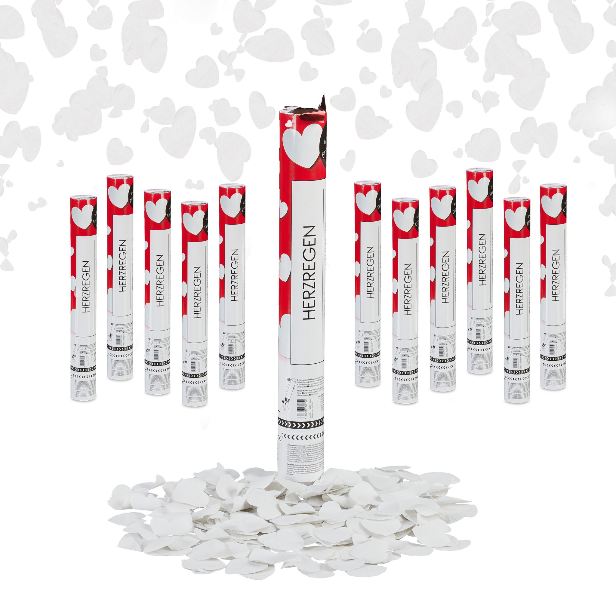 Party Popper Herzen 12er-Set Weiss