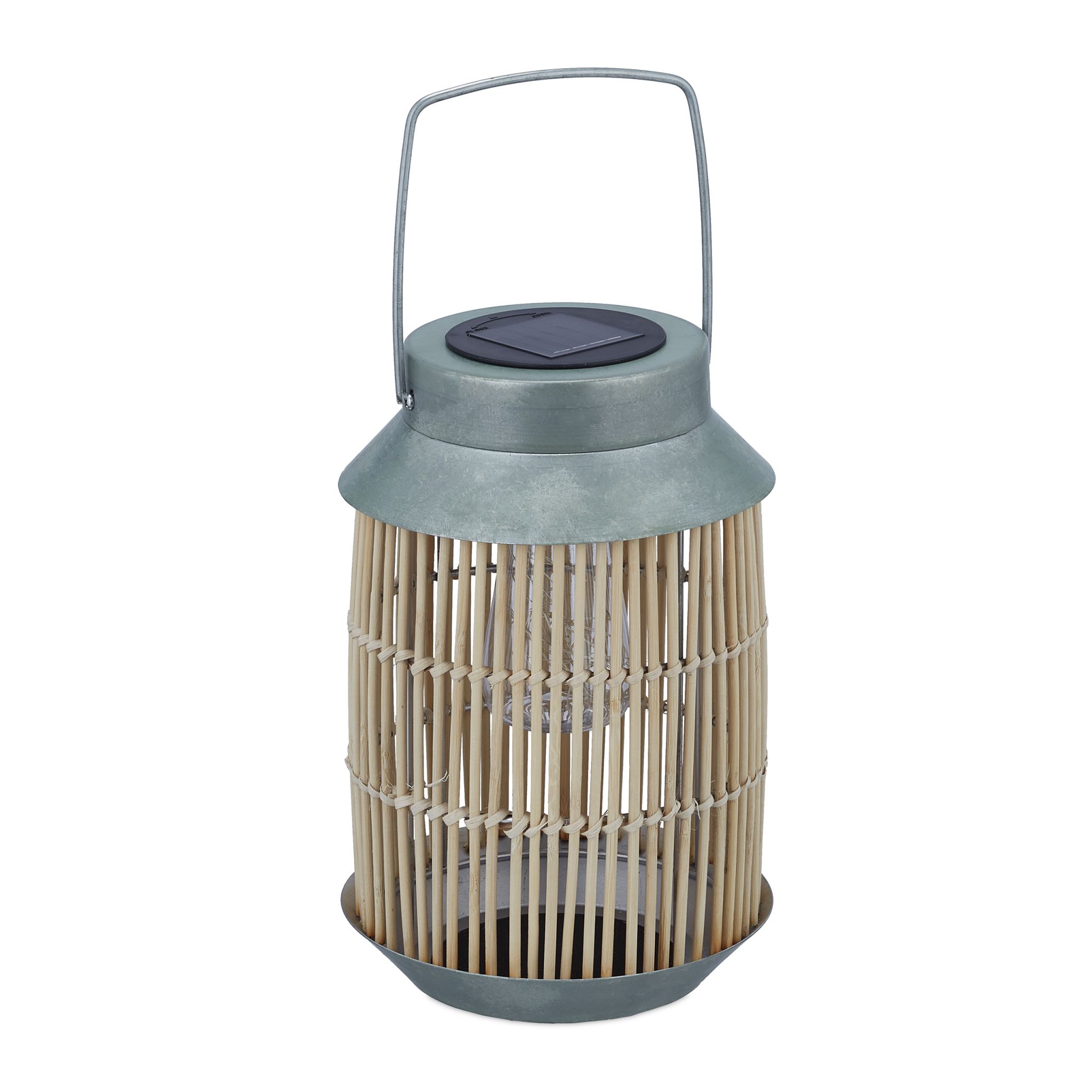Solarlampe Rattan & Metall Hellbraun-Silber