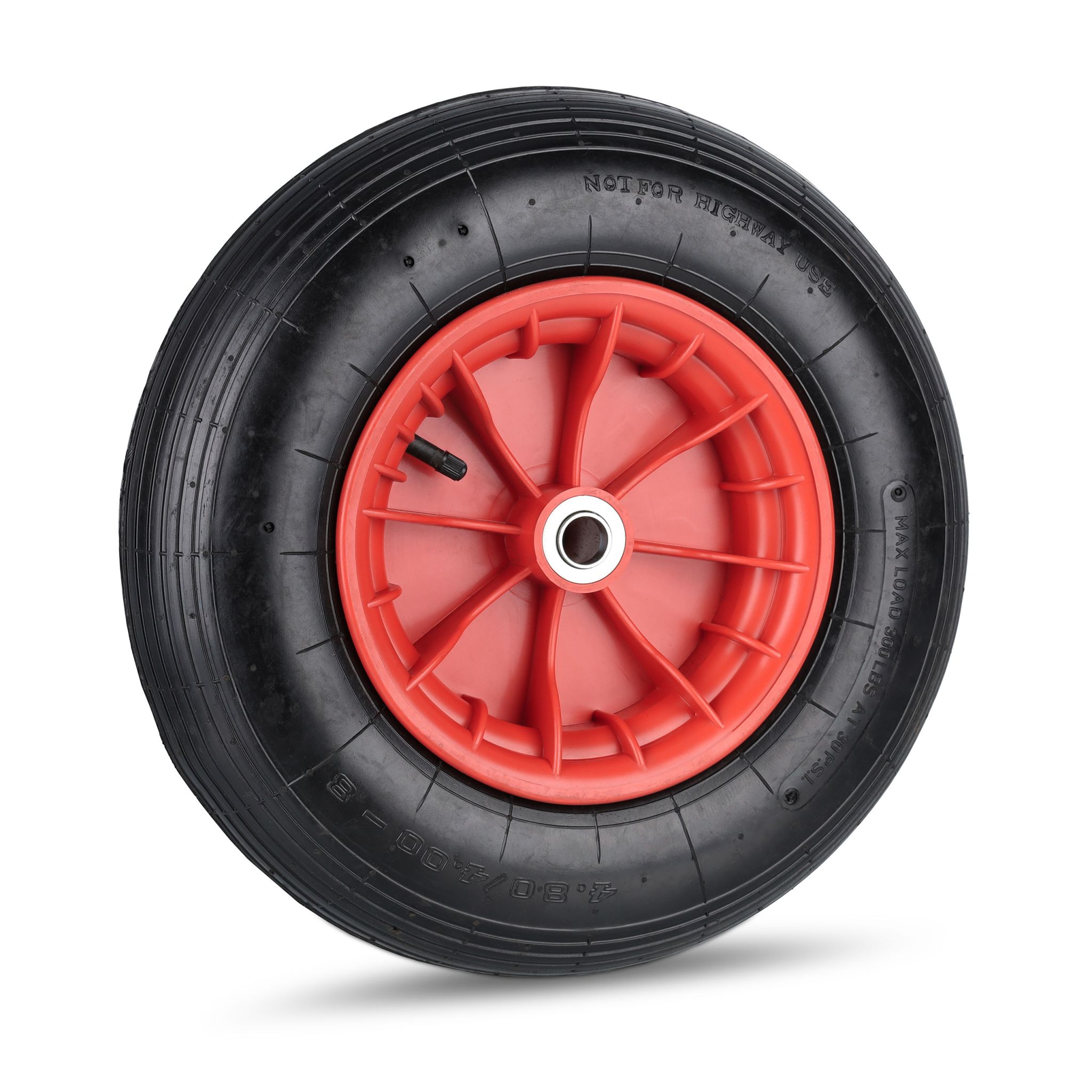 Schubkarrenrad 4.80/4.00-8 luftbereift Rot-Schwarz