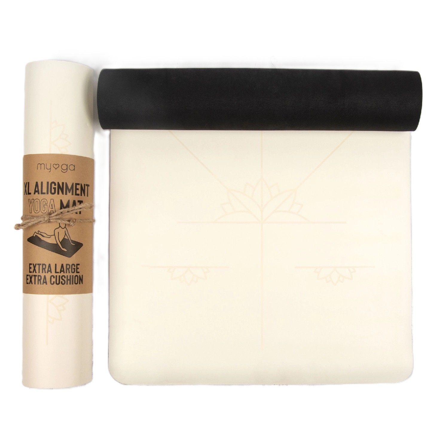 Ausrichtungs Yogamatte Extra Gross Cream