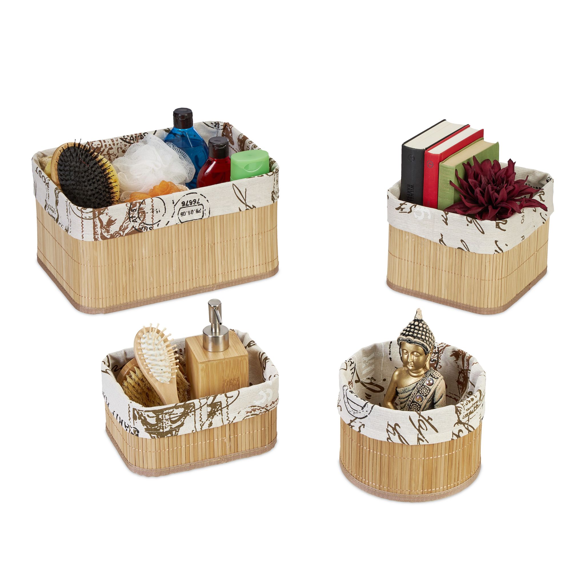 Aufbewahrungskorb 4er-Set Creme-Hellbraun
