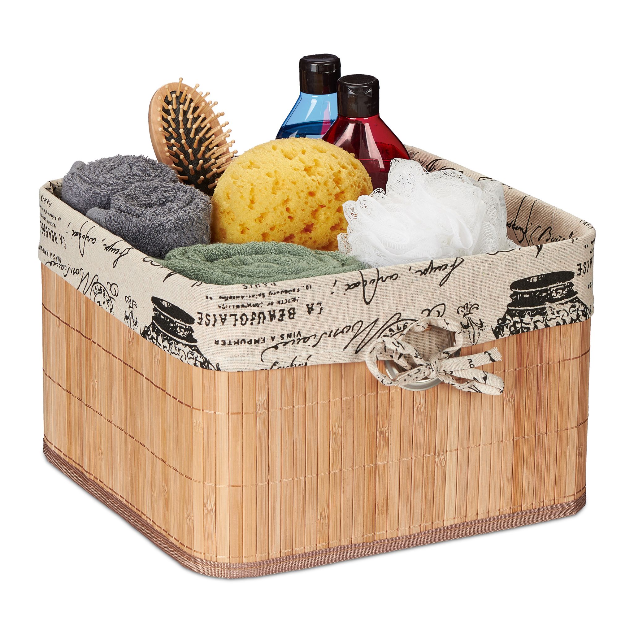 Aufbewahrungskorb Bambus Creme-Hellbraun-Schwarz