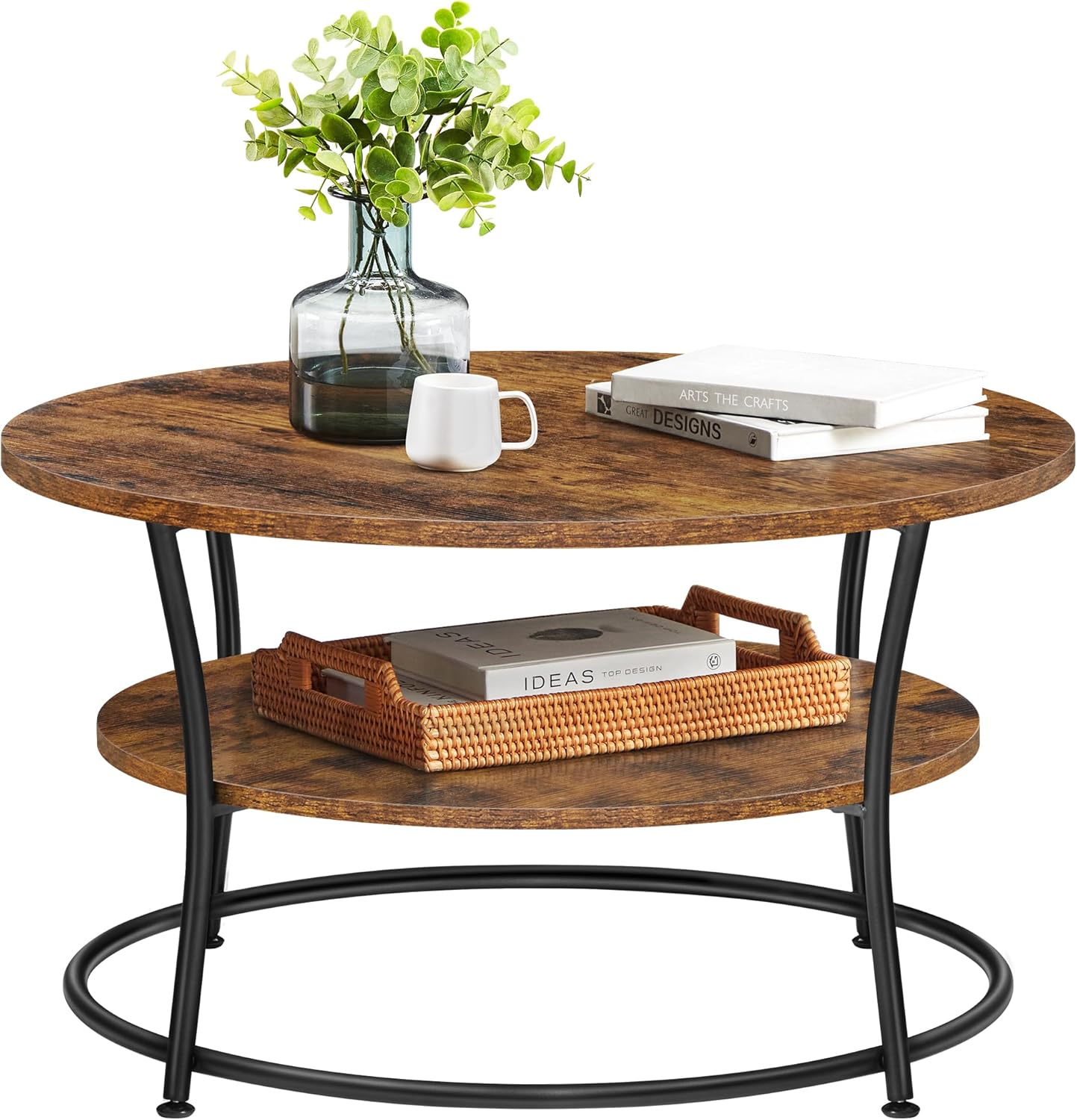 Couchtisch Rund Industrie-Design Metall Vintagebraun