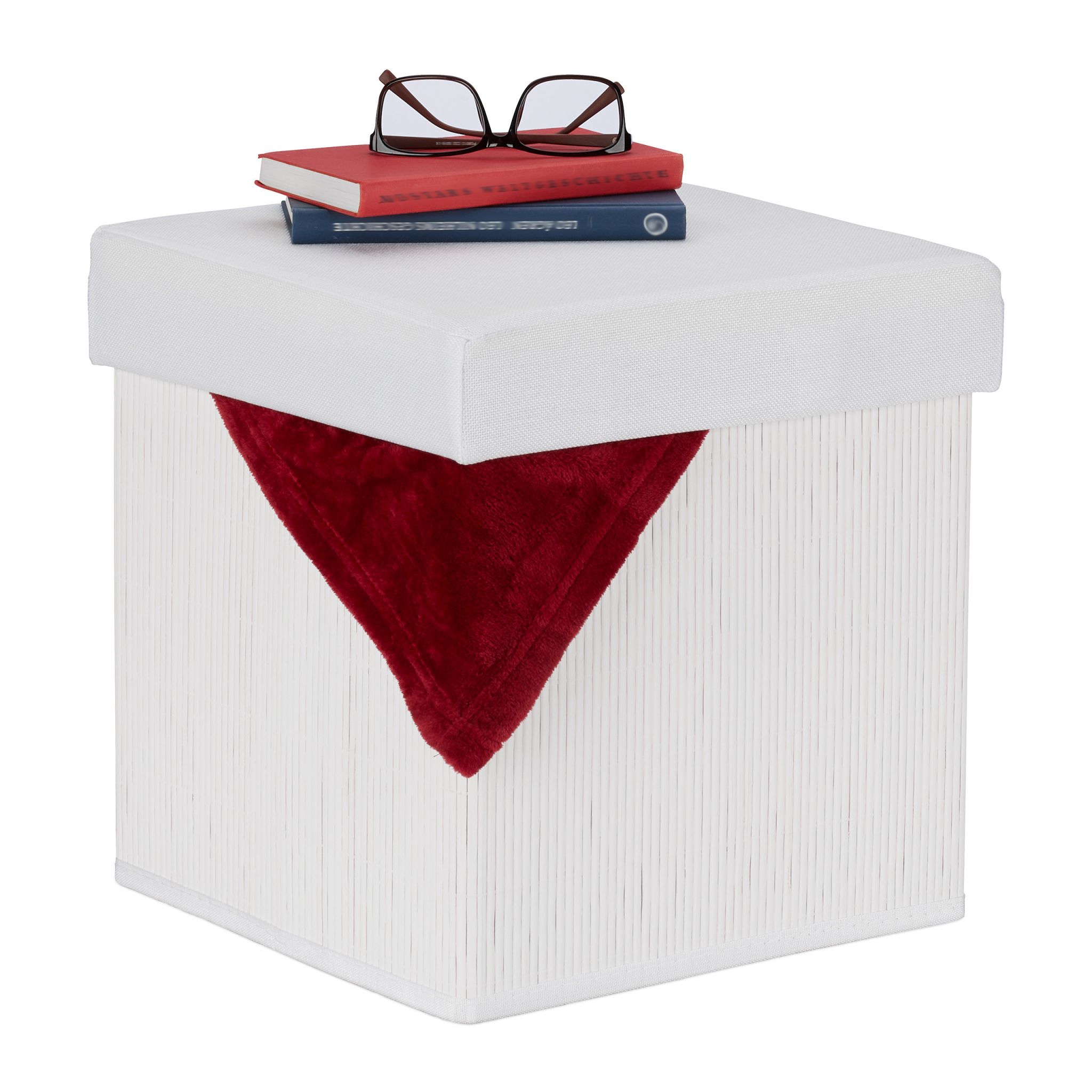 Sitzhocker mit Stauraum Weiss