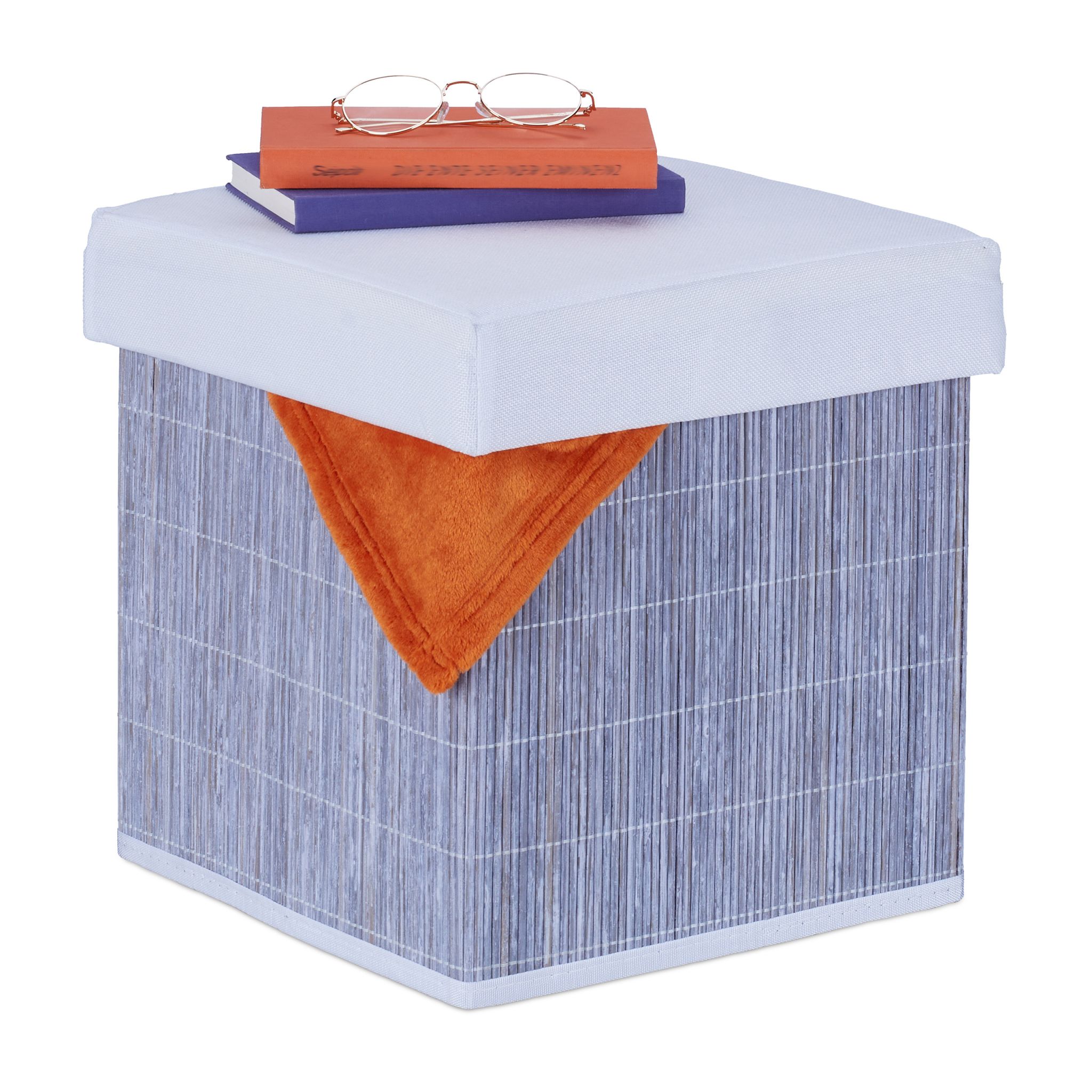 Sitzhocker mit Stauraum Weiss-Grau