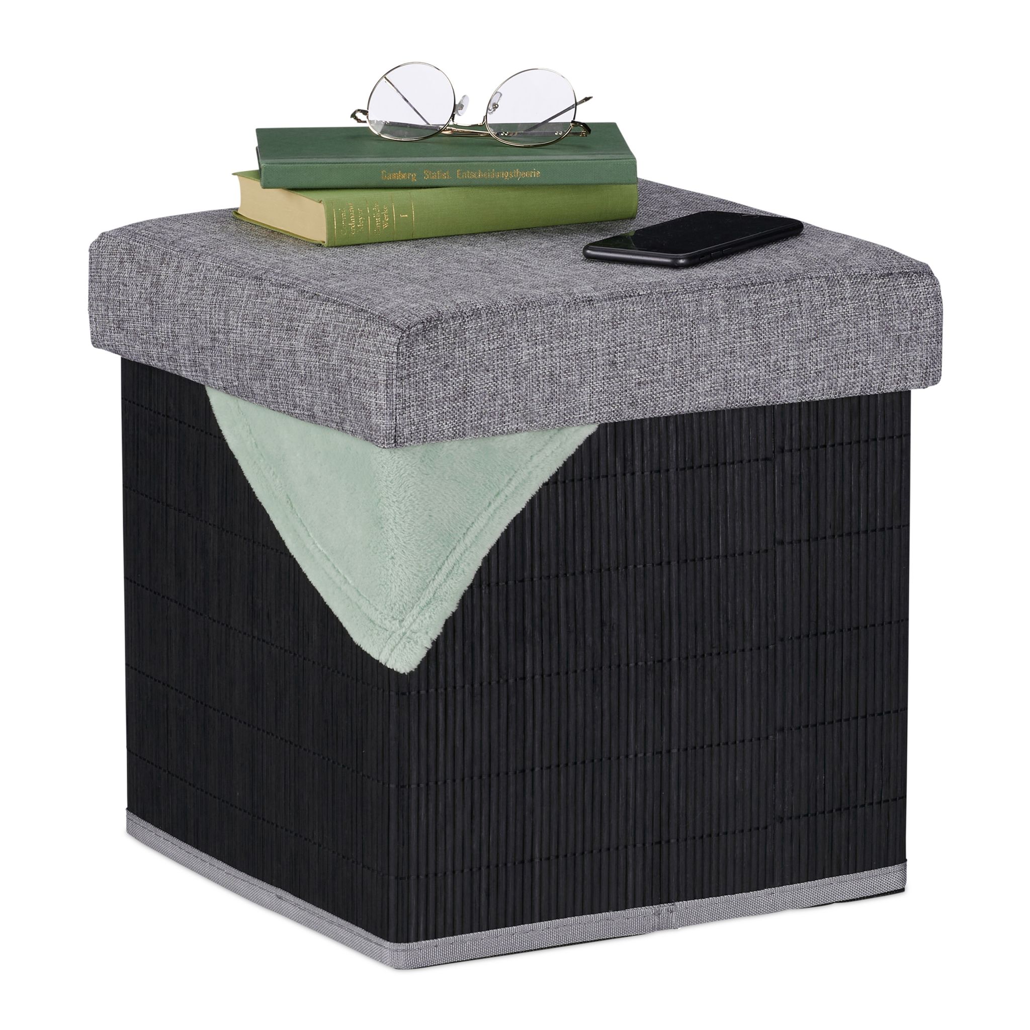 Sitzhocker mit Stauraum Schwarz-Grau