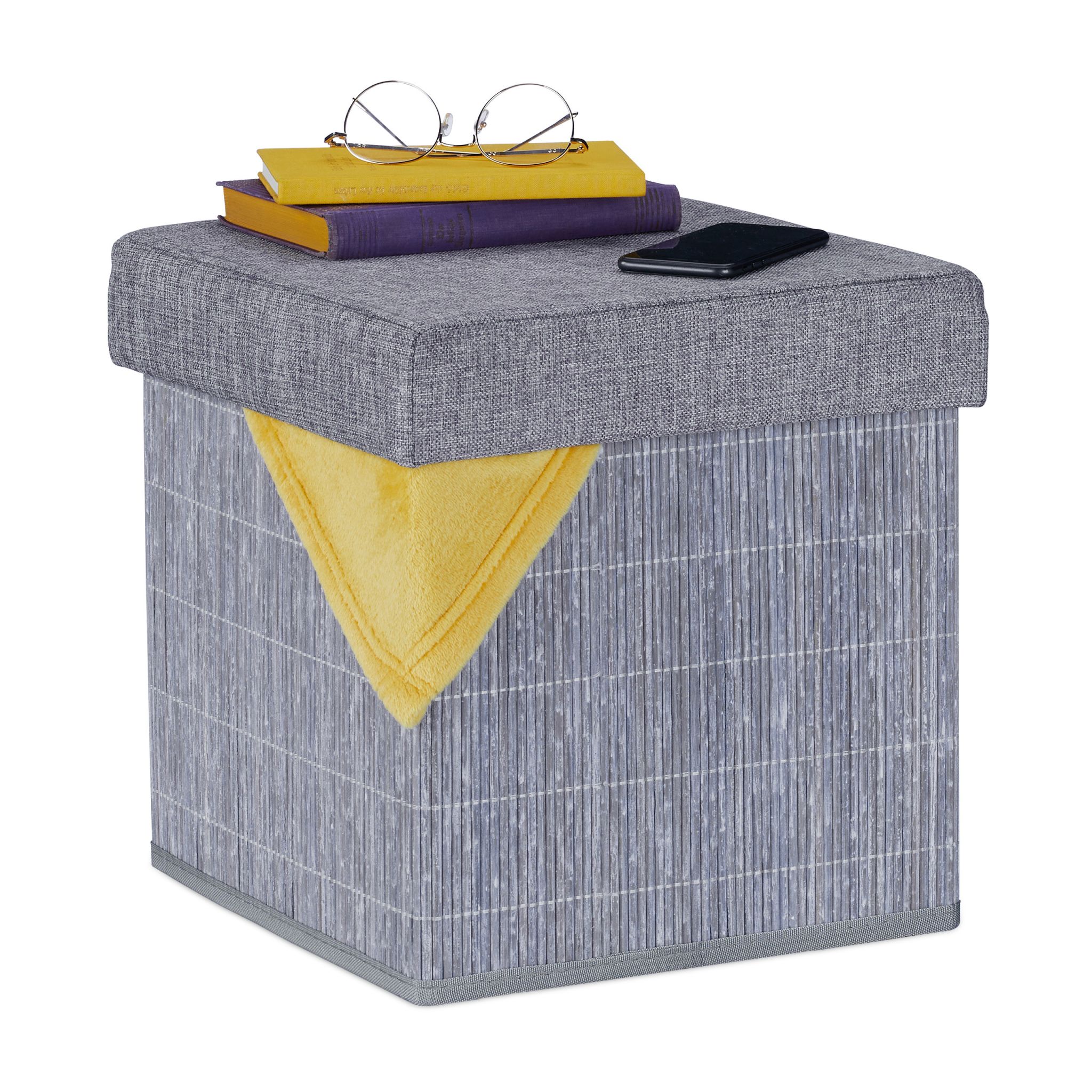 Sitzhocker mit Stauraum Grau