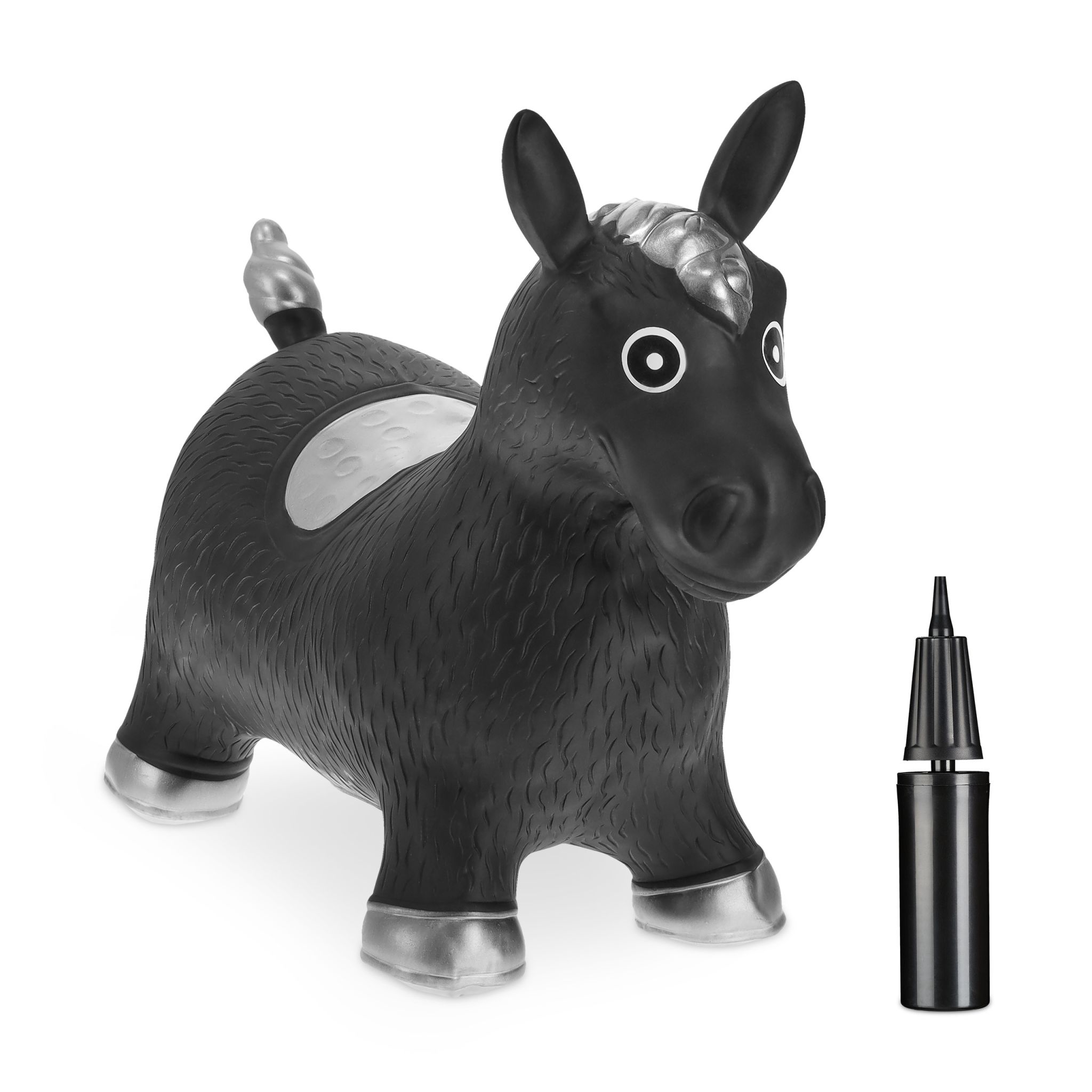 Hüpftier Pferd Schwarz-Silber