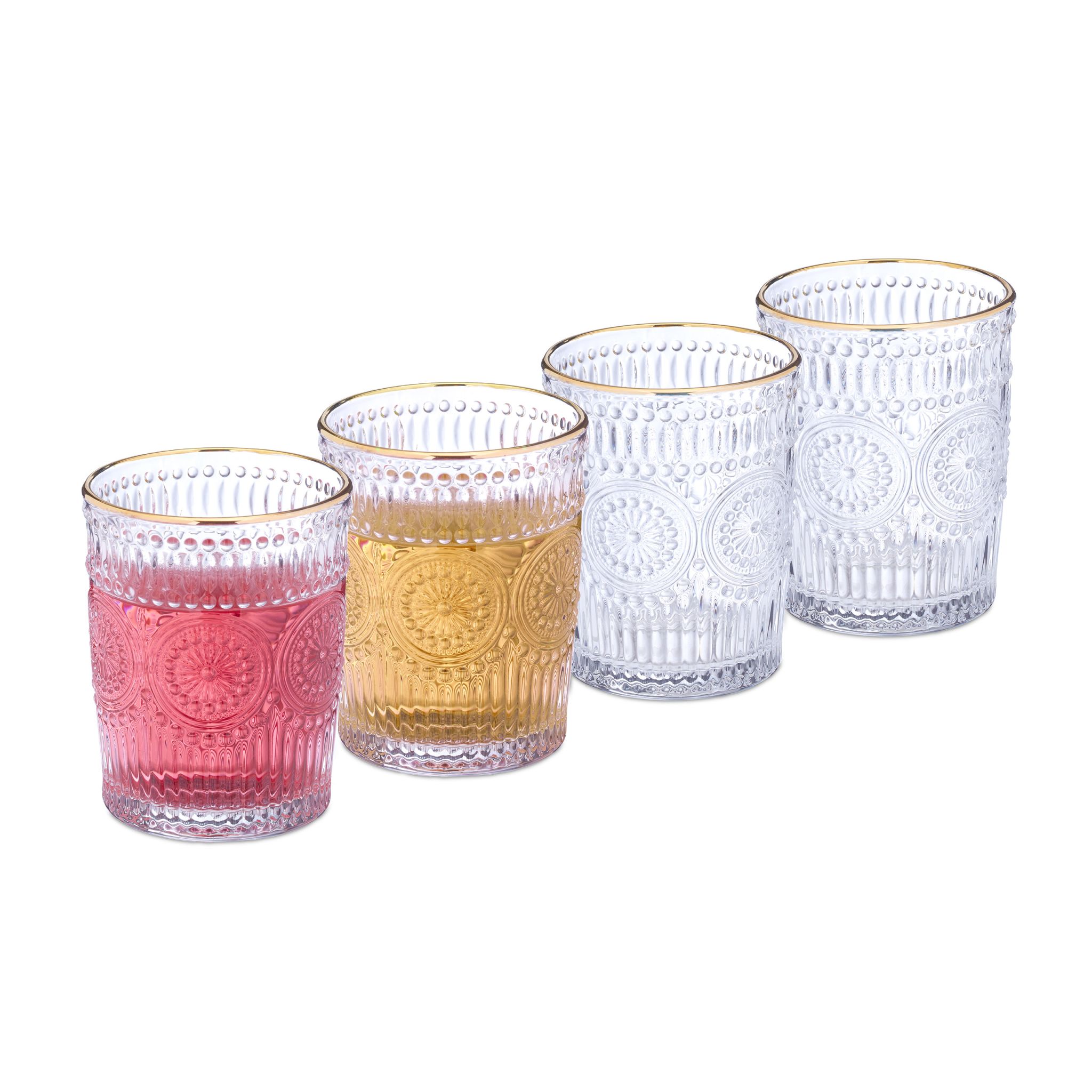 Vintage Trinkgläser 4er-Set 300ml Gold-Transparent