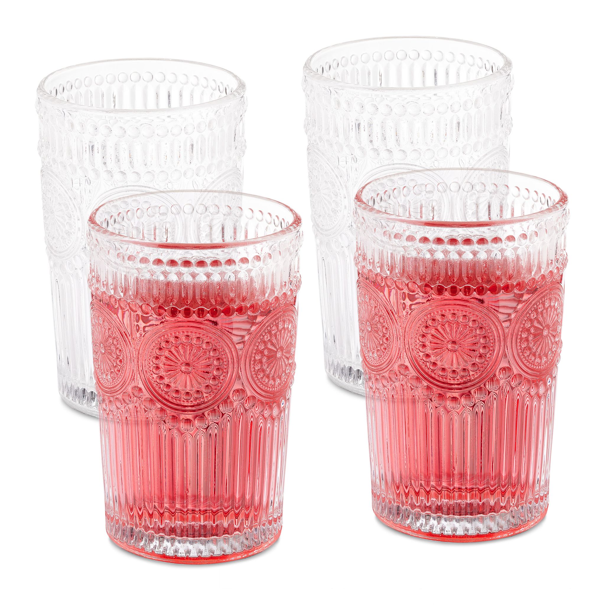 Vintage Trinkgläser 4er-Set 400ml Transparent