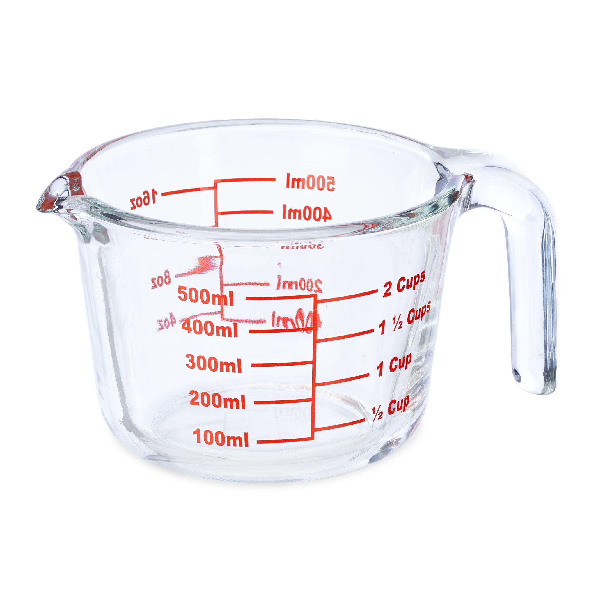Messbecher Glas 500ml Rot-Transparent