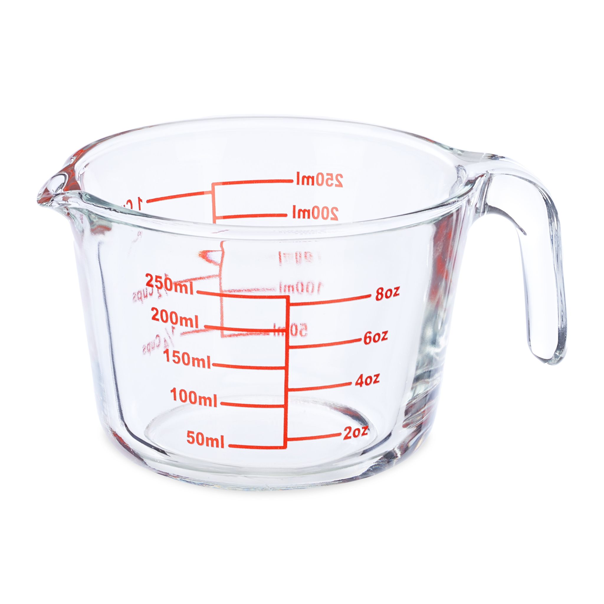 Messbecher Glas 250ml Rot-Transparent