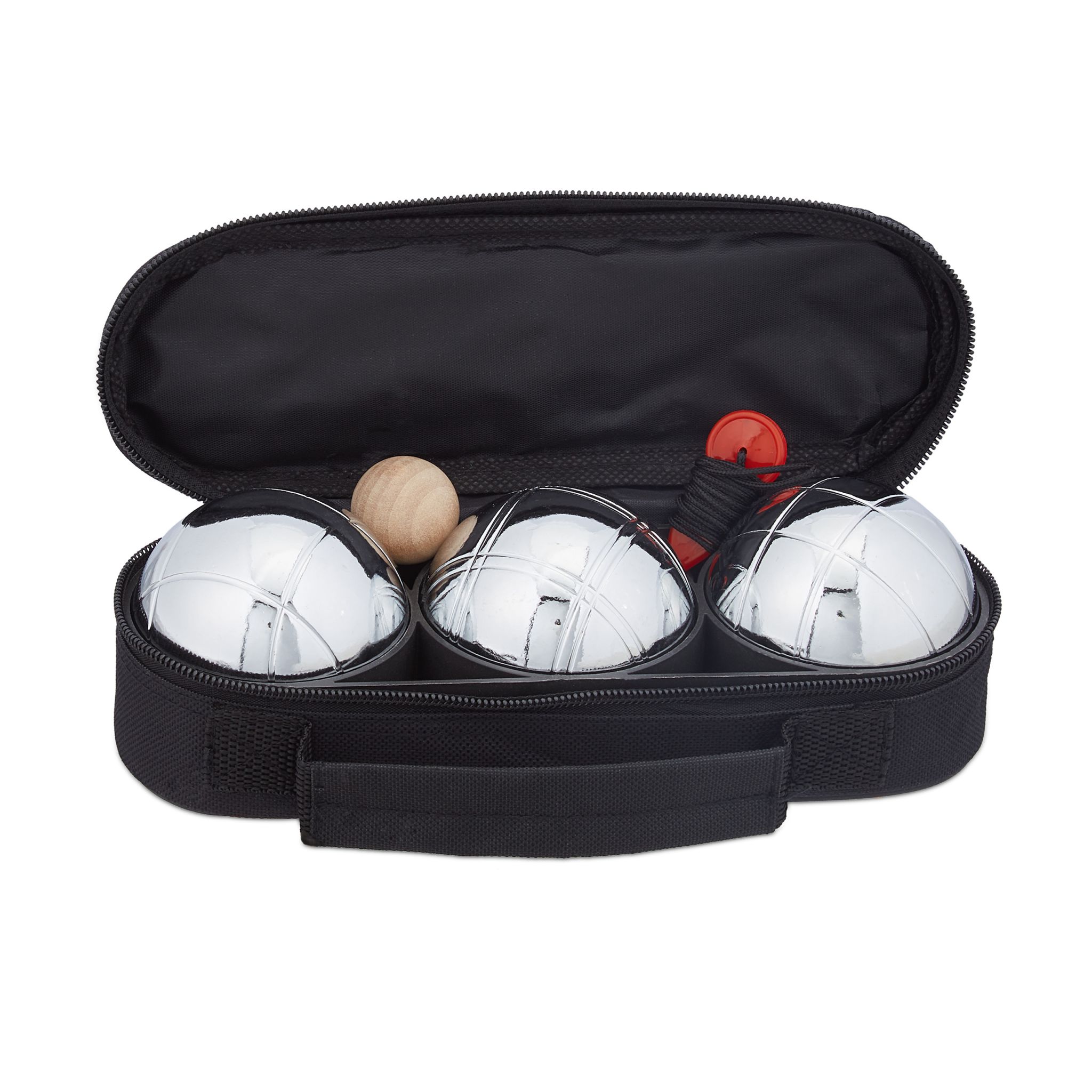Boule Kugelset mit 3 Kugeln Schwarz-Silber