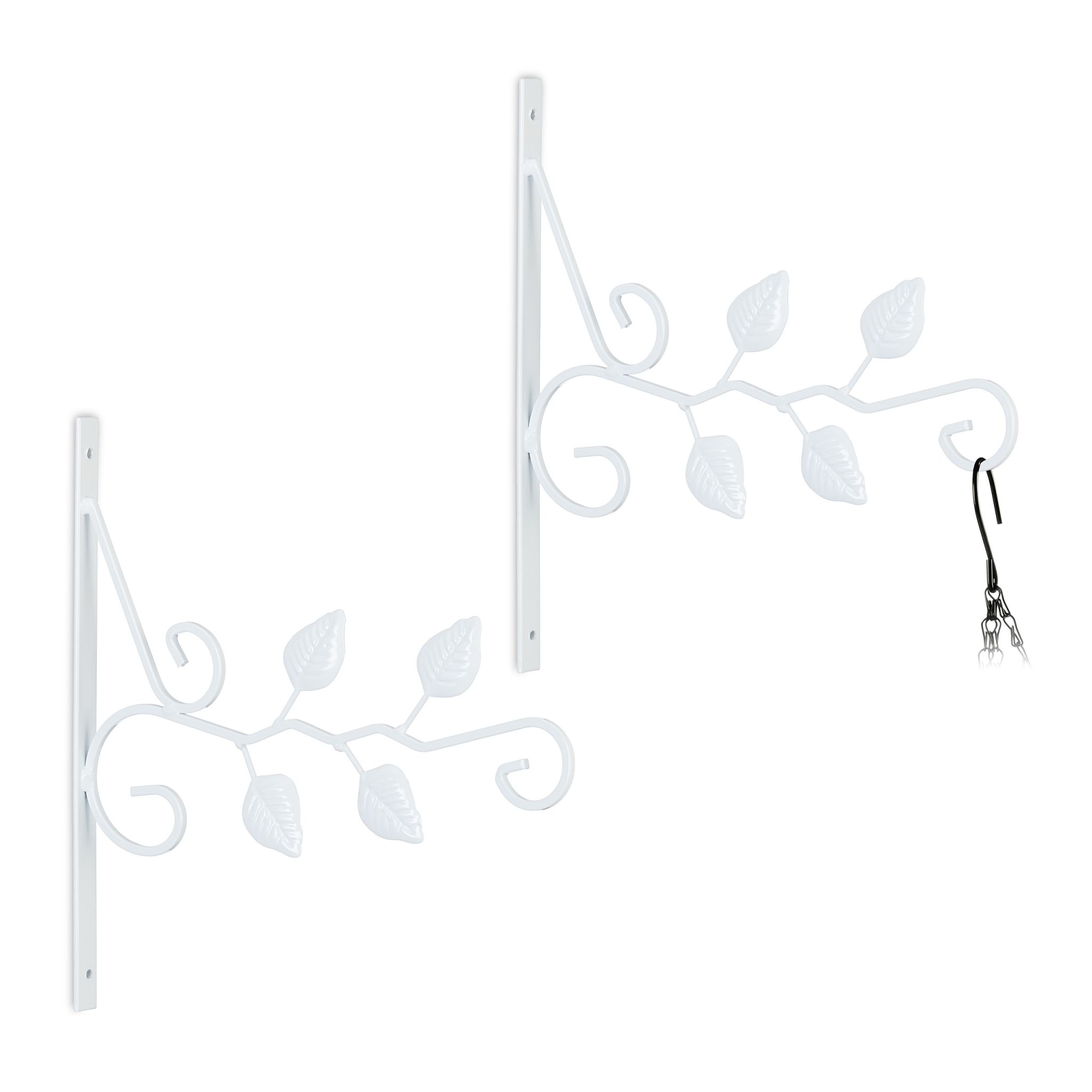 Blumenampelhalterung 2er-Set Blattmotiv Weiss
