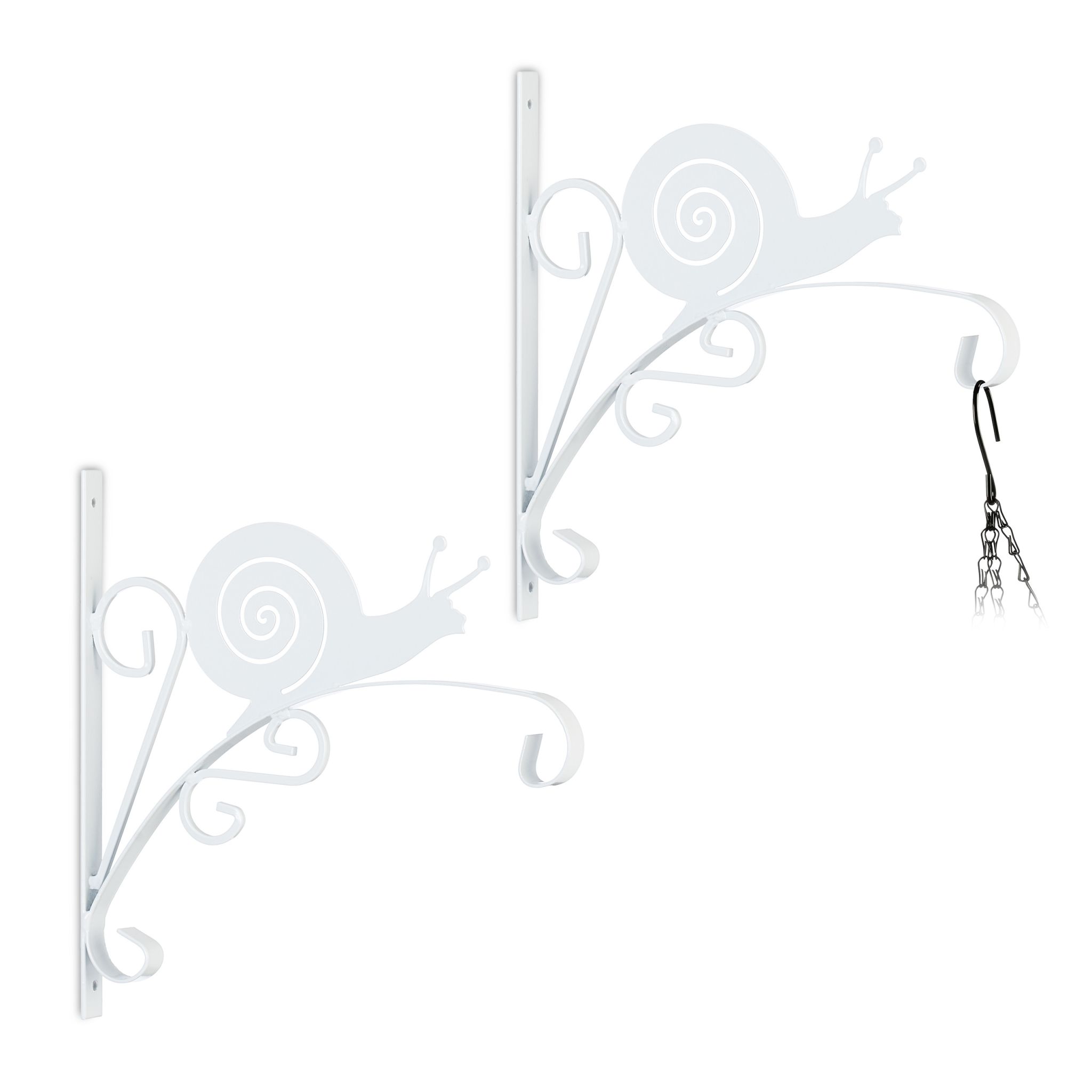 Blumenampelhalterung 2er-Set Schnecke Weiss
