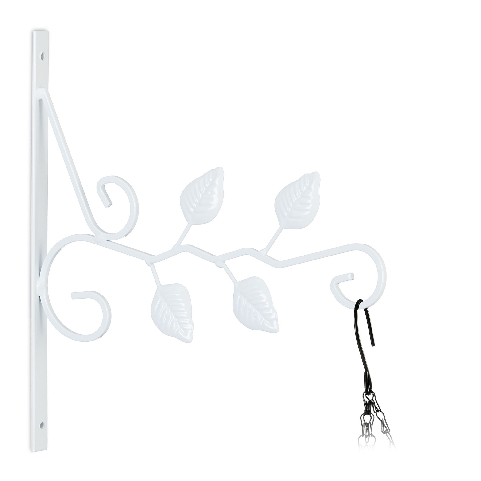 Blumenampelhalterung mit Blättern Weiss