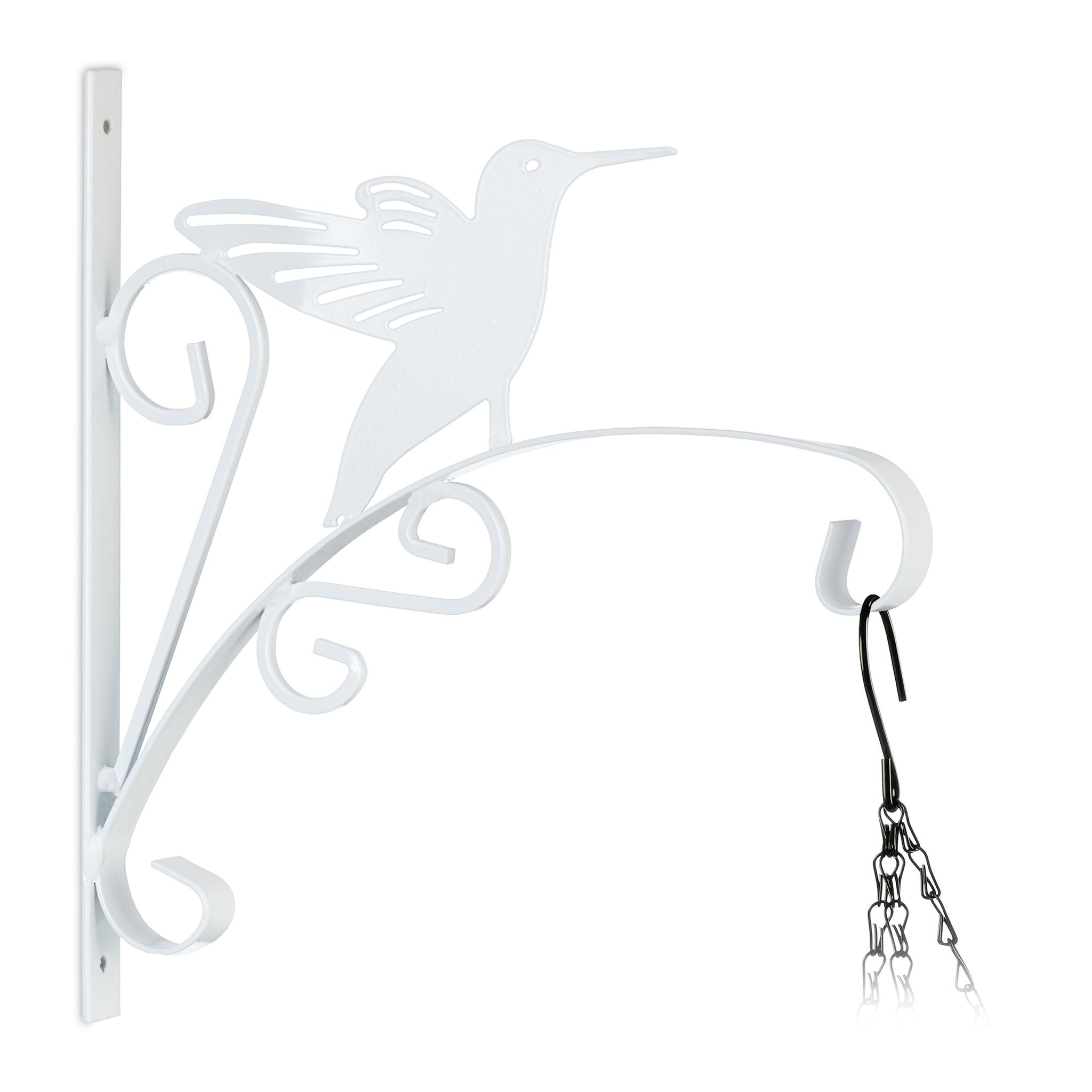 Blumenampelhalterung mit Vogelmotiv Weiss