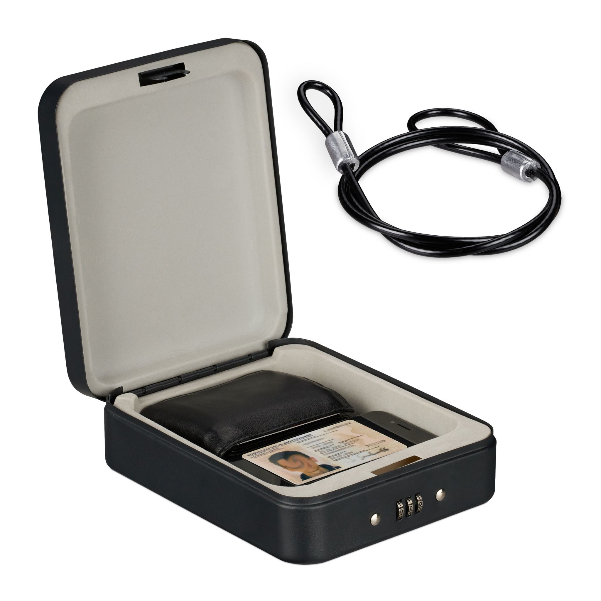 Sicherheitsbox tragbar mit Zahlenschloss Beige-Schwarz