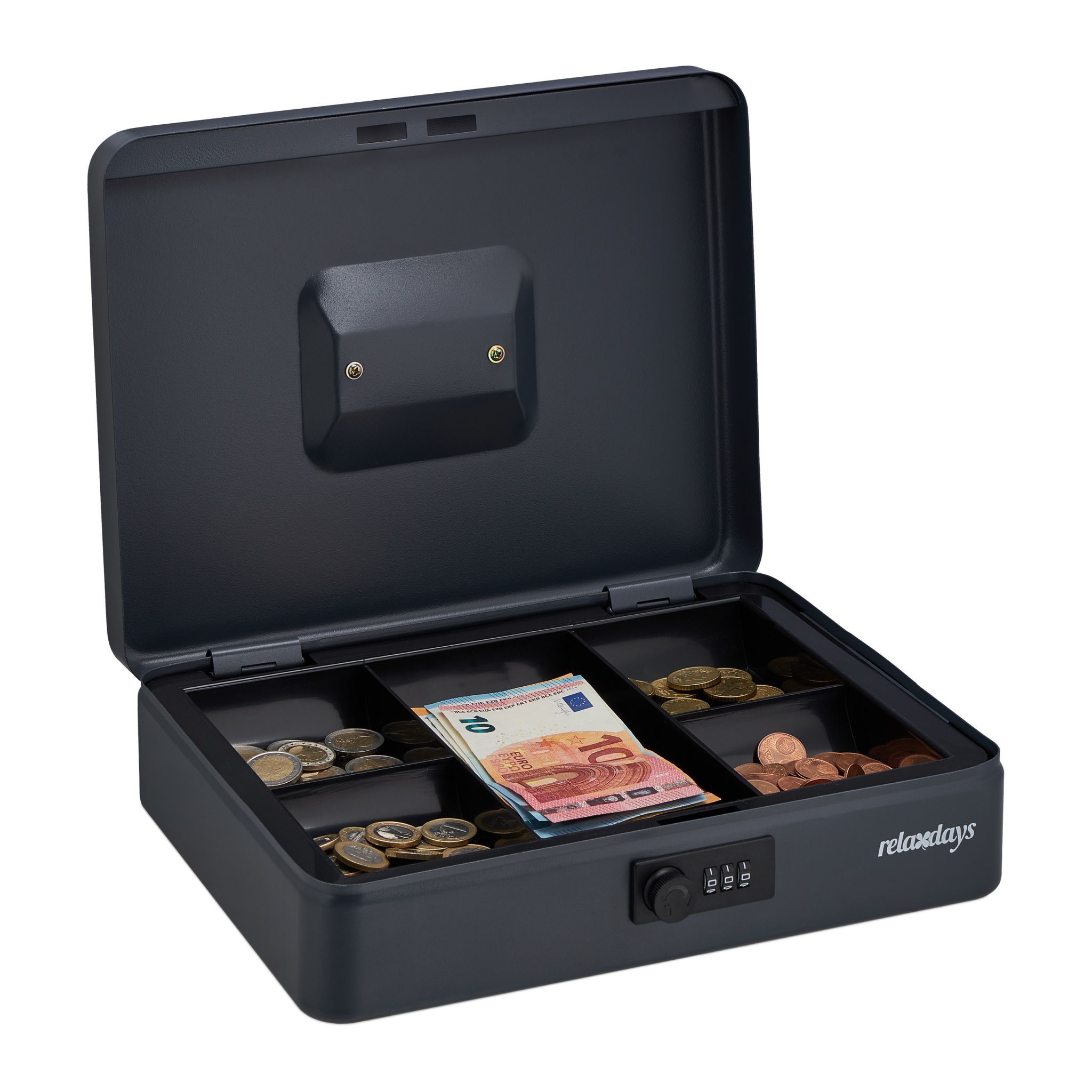 Geldkassette mit Zahlenschloss Grau