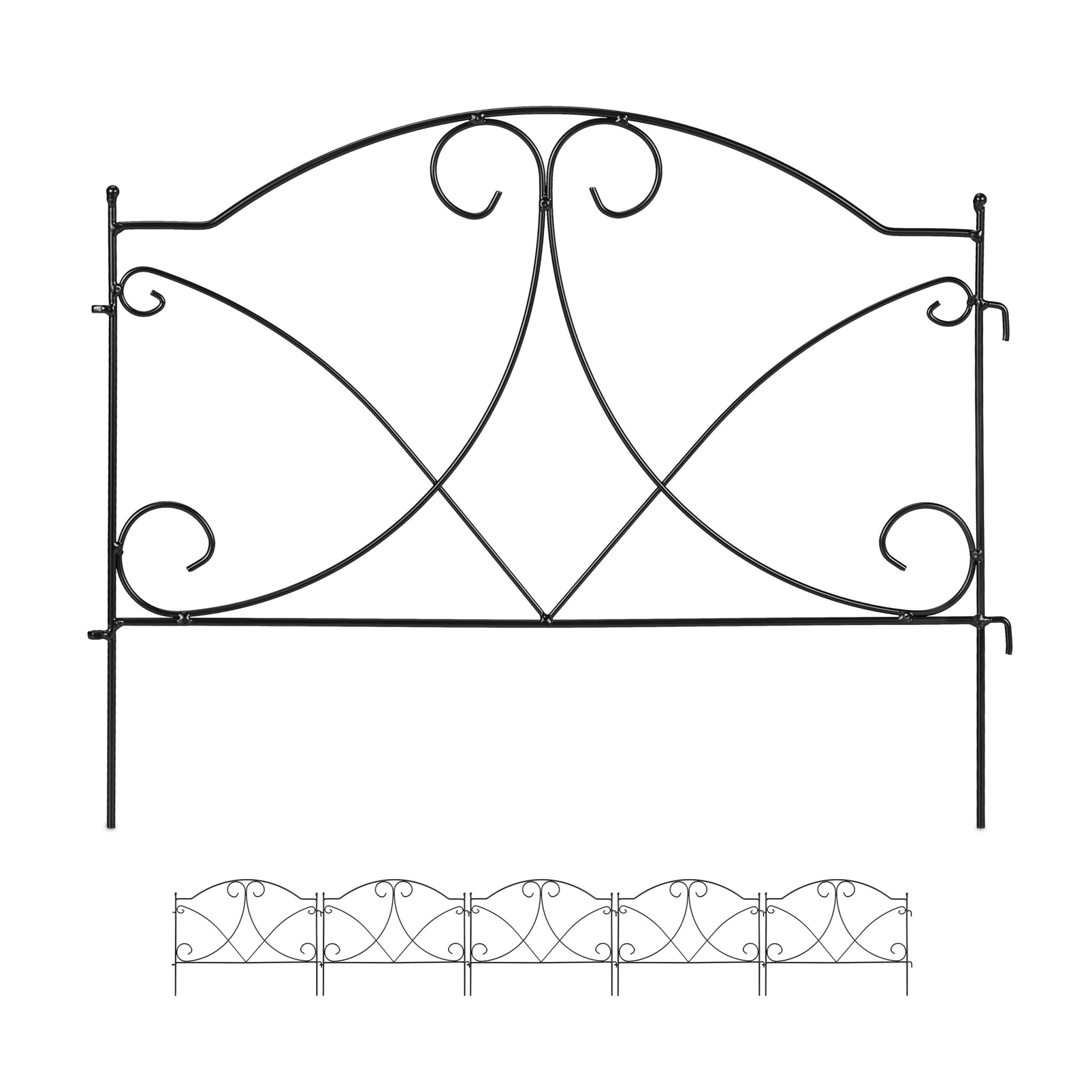 Beetzaun Metall 6-tlg. Schwarz
