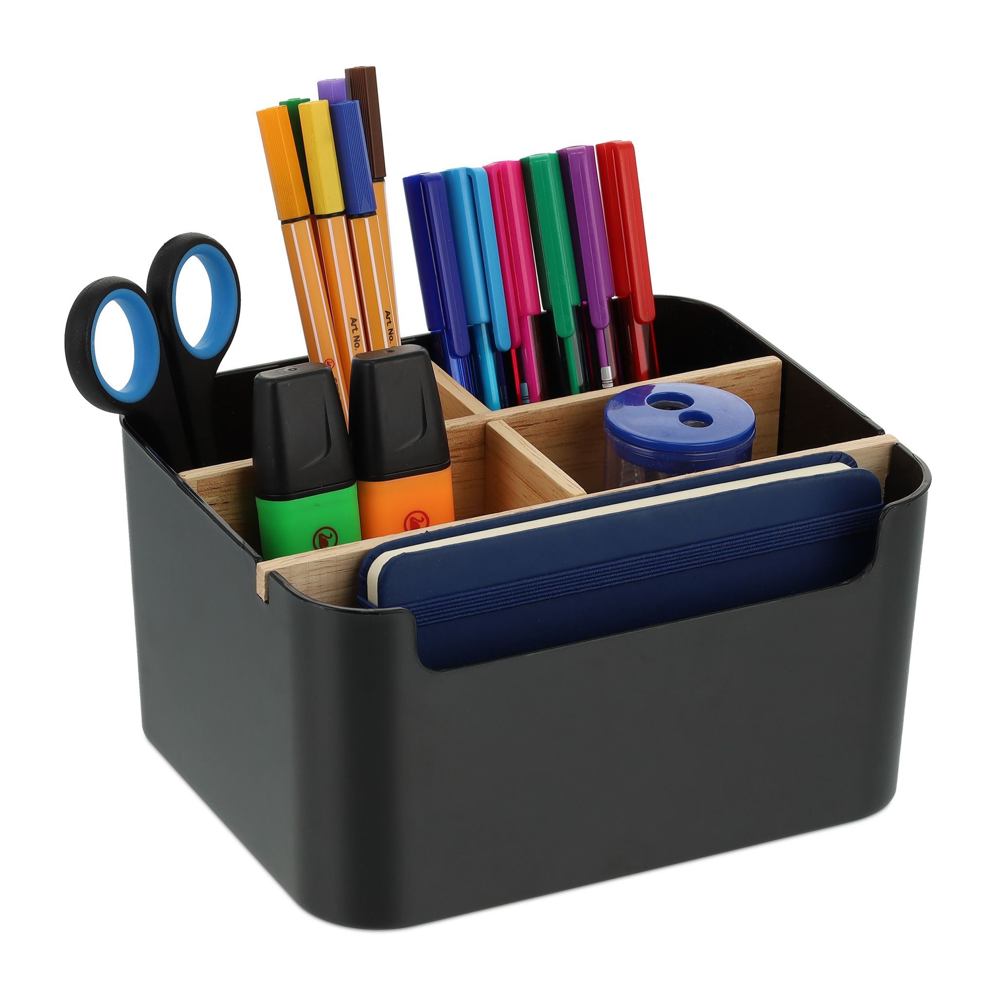 Schreibtisch Organizer mit 5 Fächern Hellbraun-Schwarz